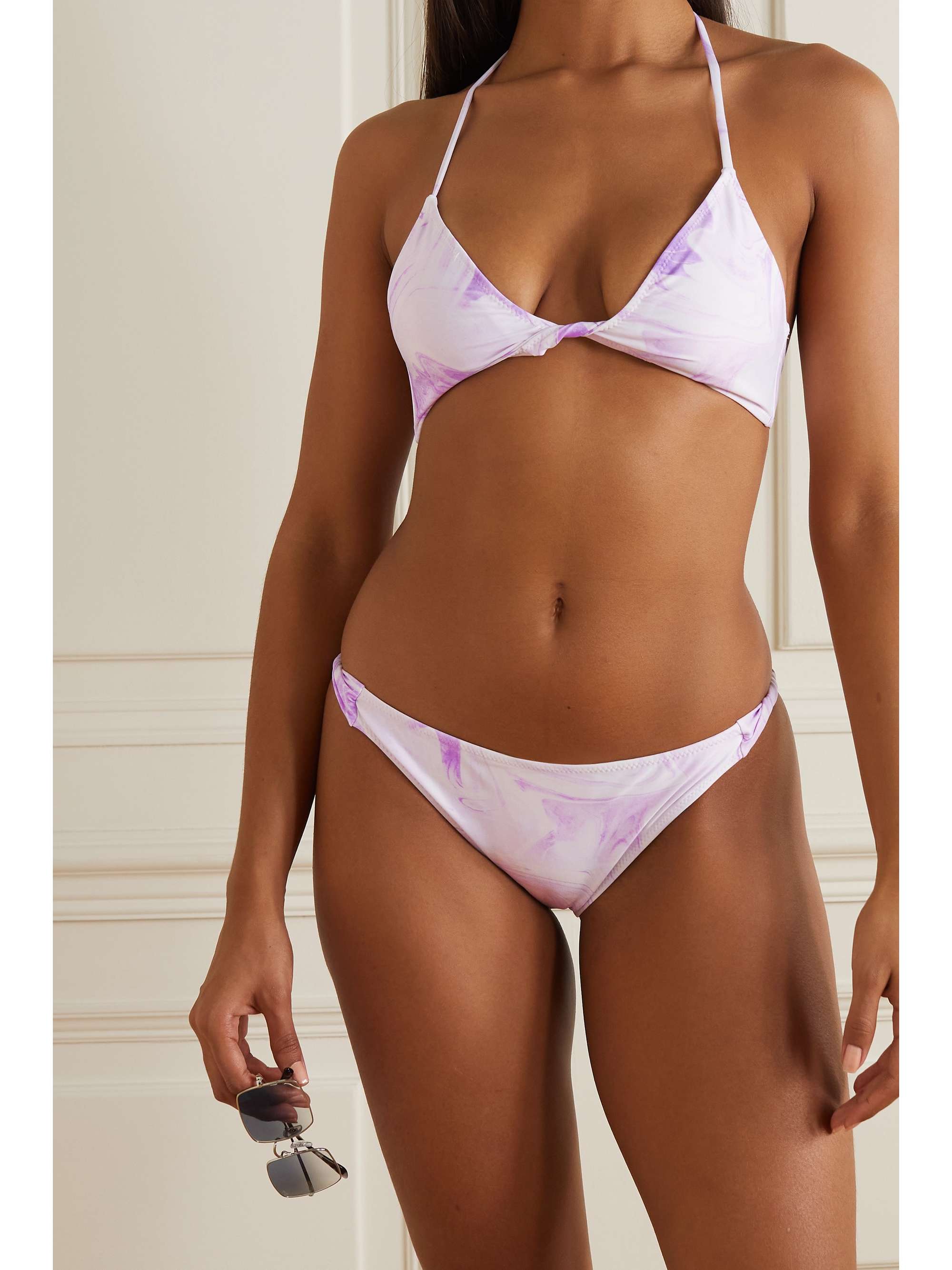 GANNI Printed bikini top