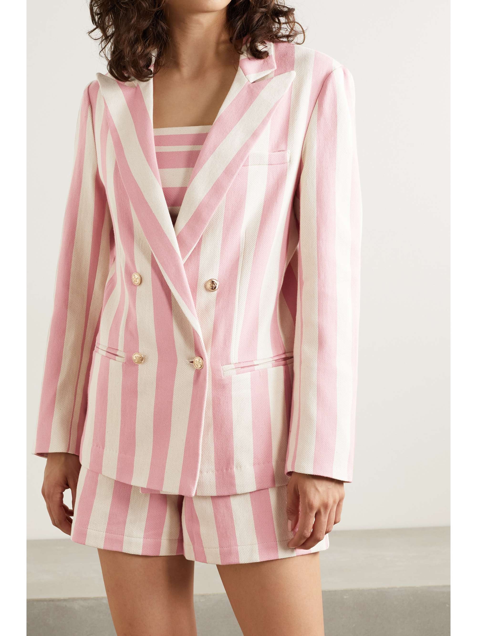 pink striped blazer