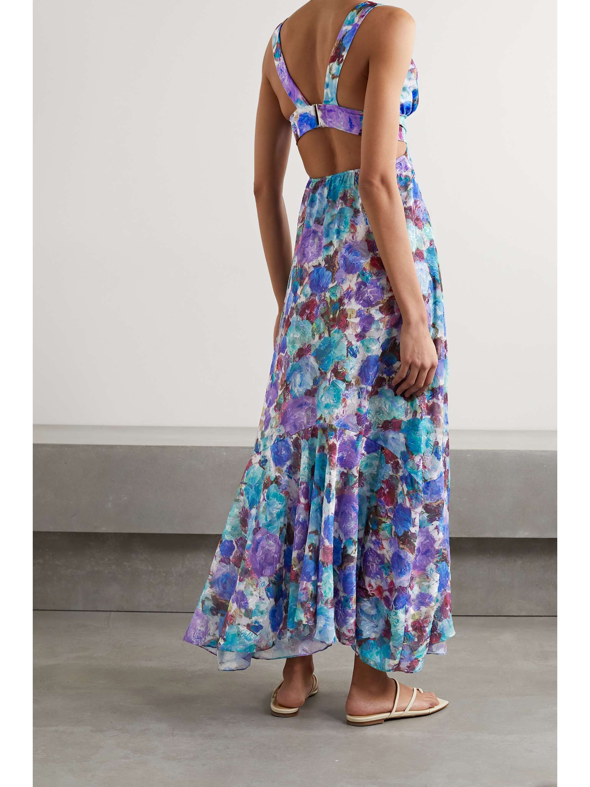 PATBO Blossom cutout floral-print jacquard maxi dress