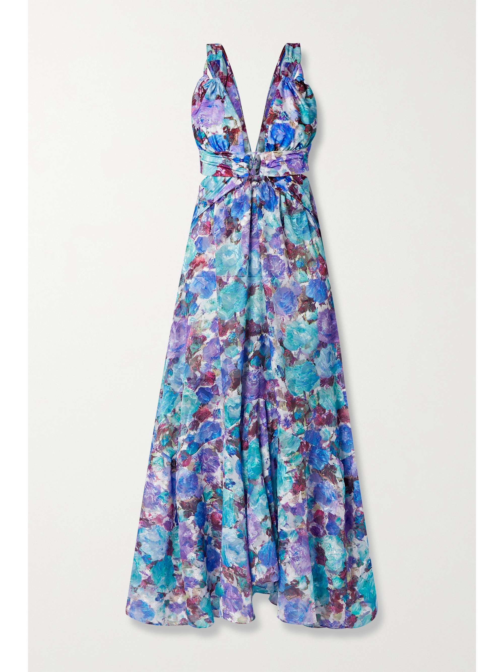 PATBO Blossom cutout floral-print jacquard maxi dress