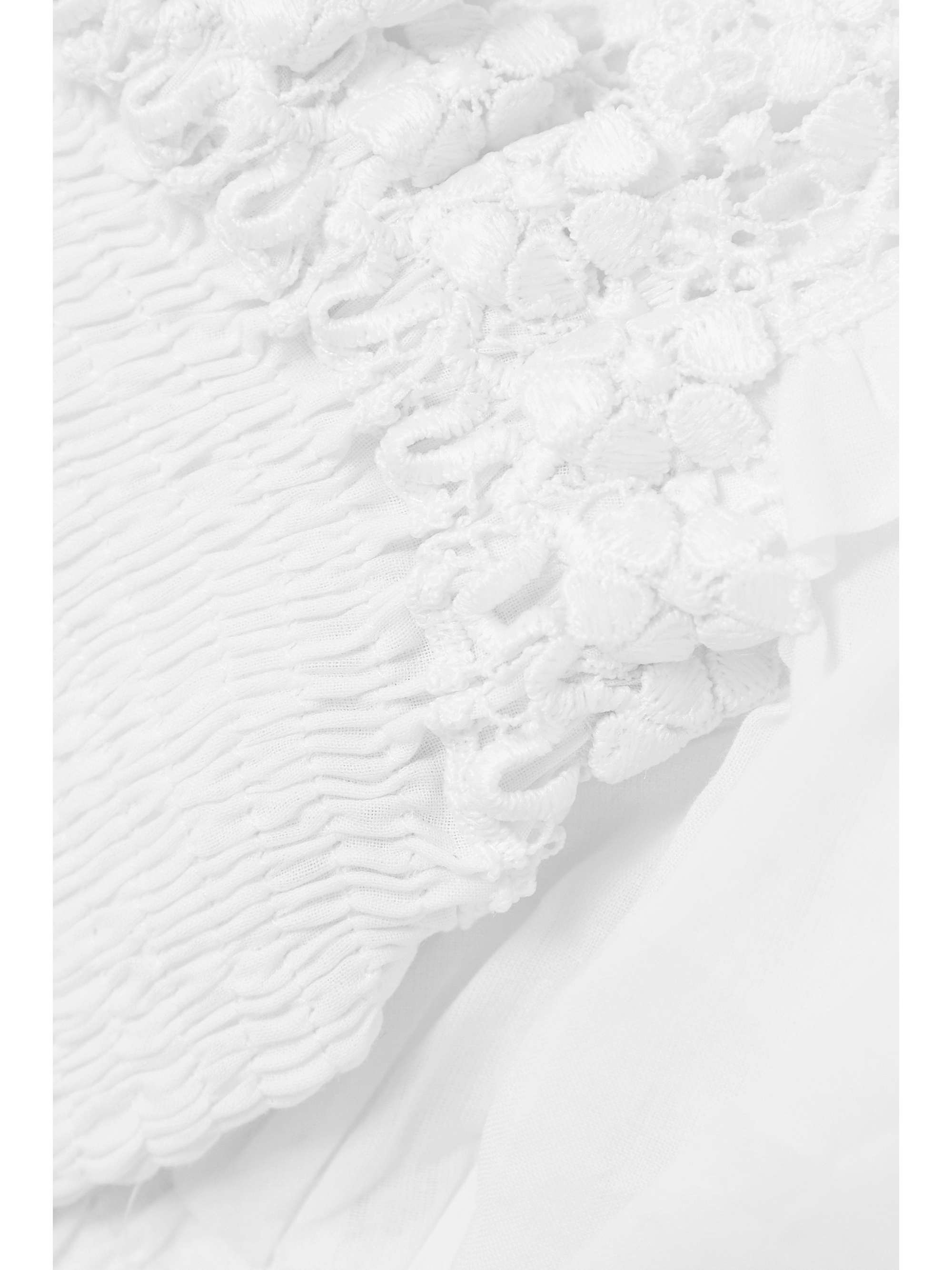CHARO RUIZ Judy cropped crochet-trimmed shirred cotton-blend voile top