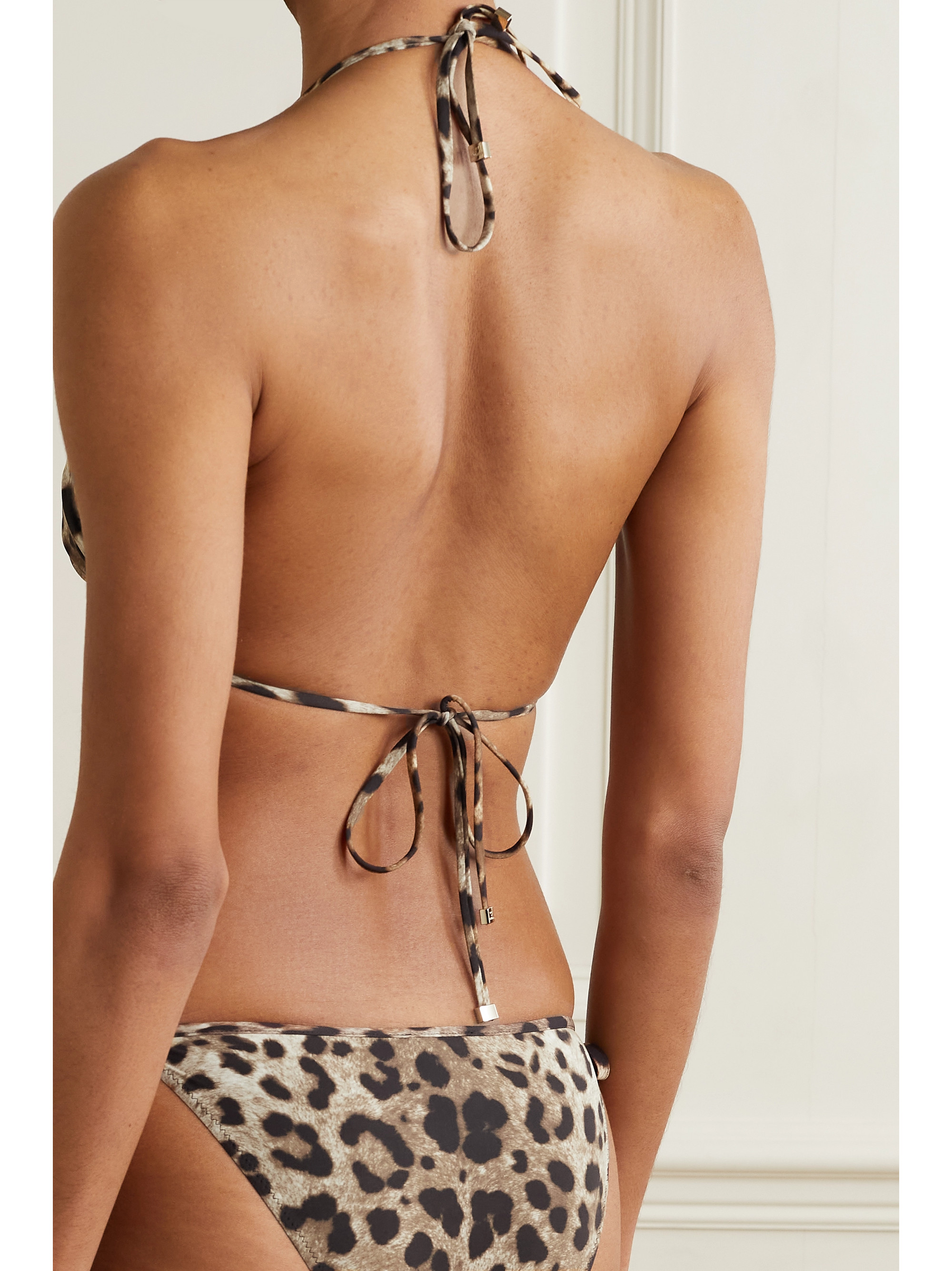 Dolce&Gabbana Leopard-print triangle bikini top