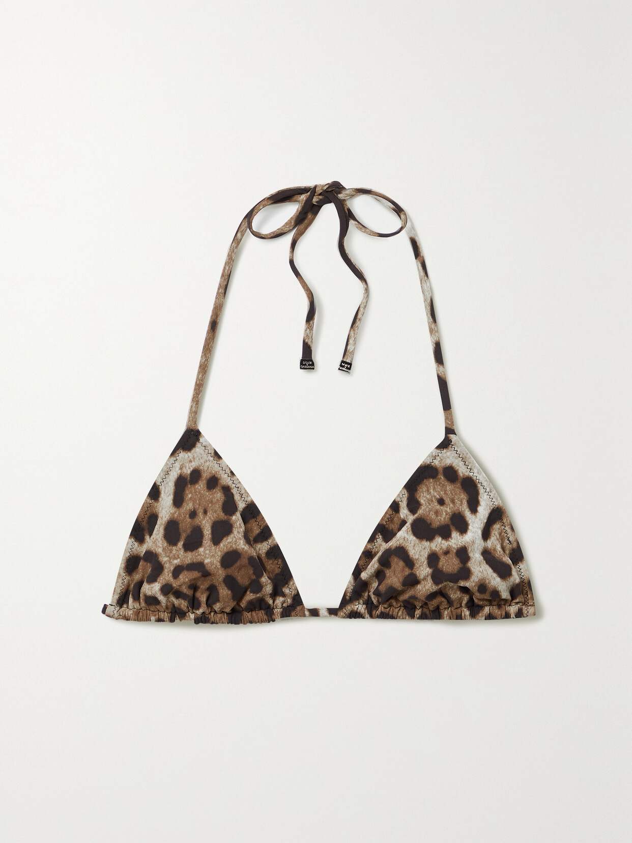 Shop Dolce & Gabbana Leopard-print Triangle Bikini Top In Leopard Print