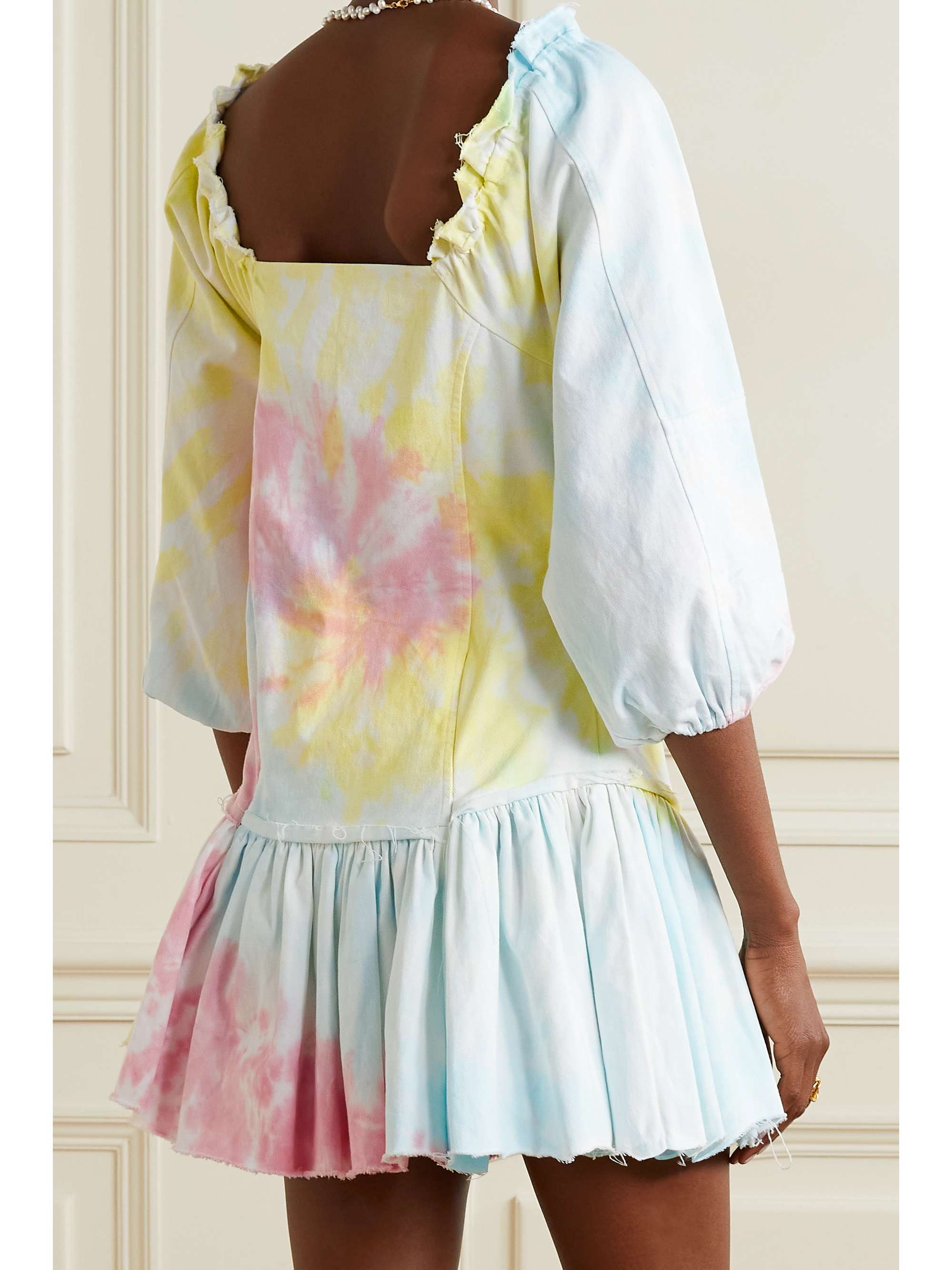 Pastel yellow Chai frayed tie-dyed 
