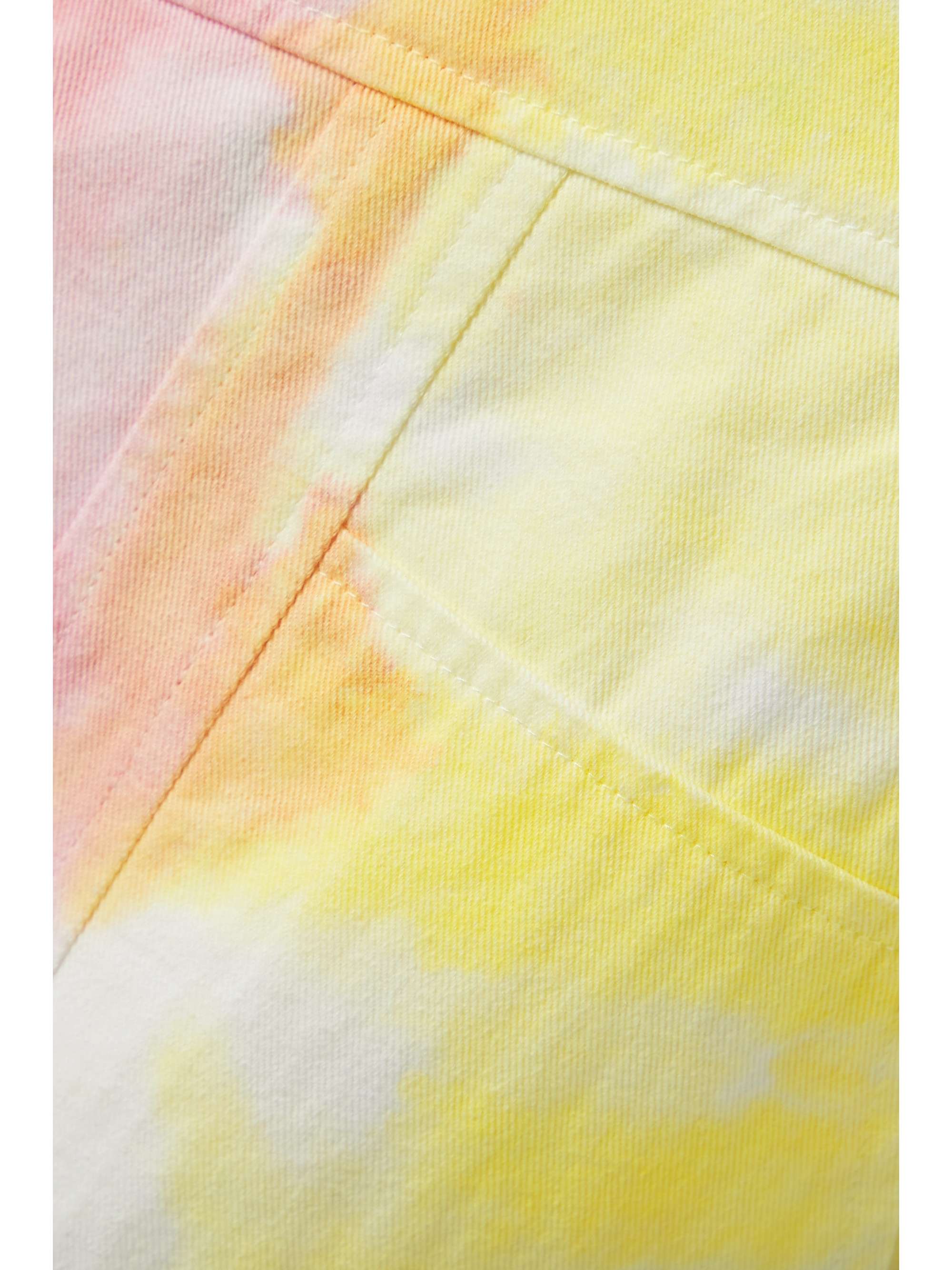 LOVESHACKFANCY Tao cropped belted tie-dyed cotton-blend twill tapered pants