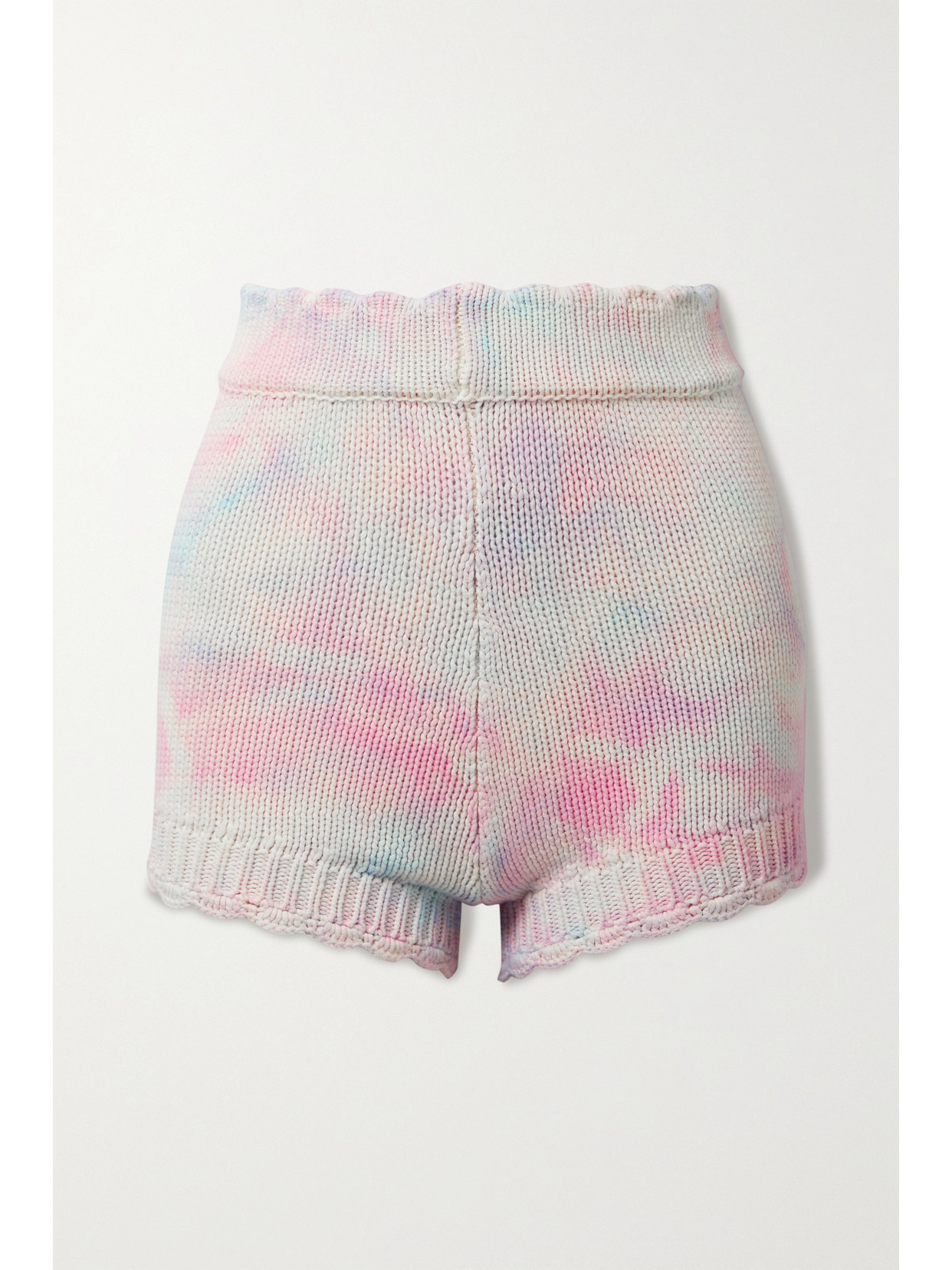 LOVESHACKFANCY KARRISA SCALLOPED TIE-DYED COTTON-BLEND SHORTS