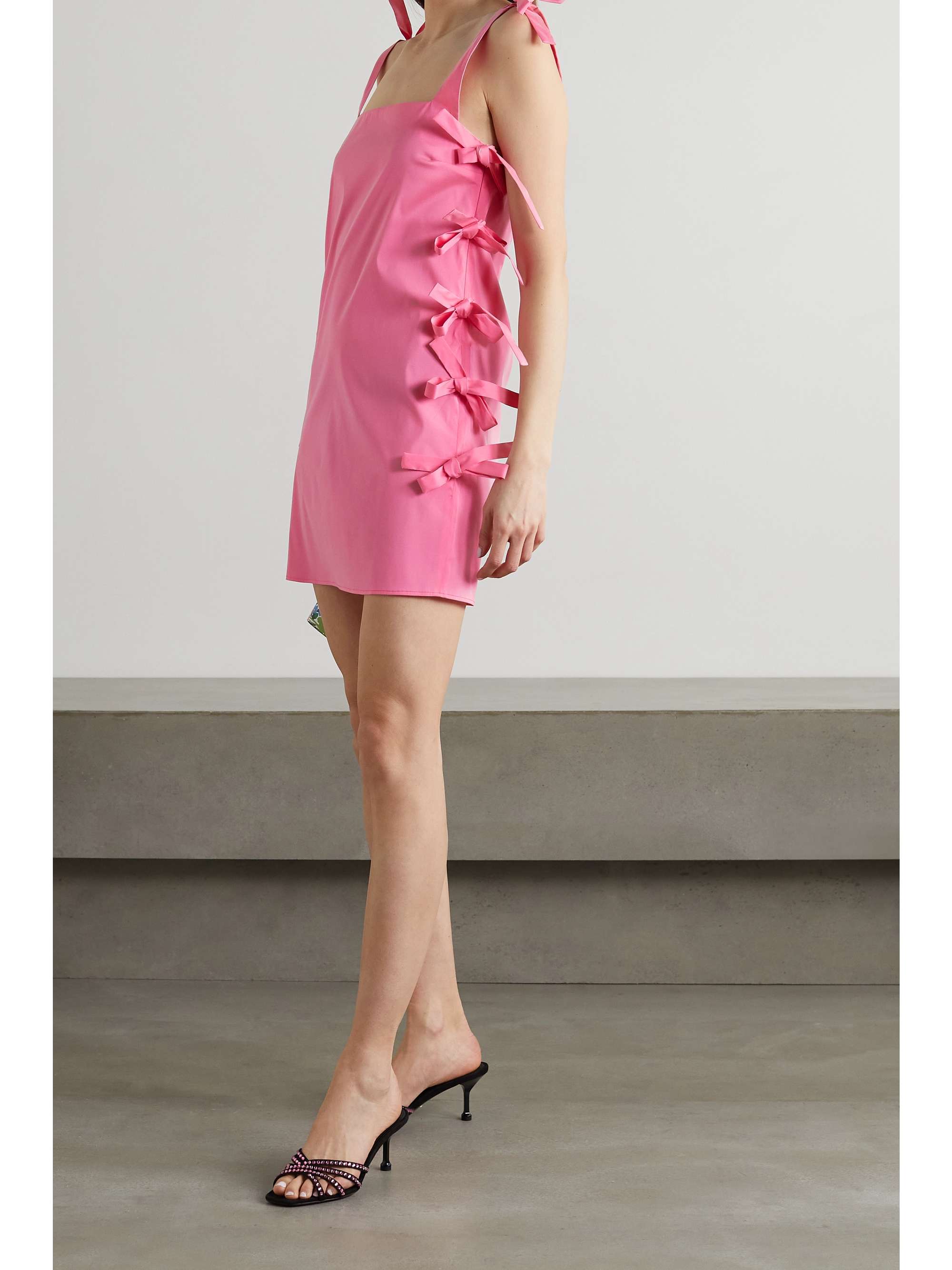 Pink Lisa bow-embellished taffeta mini 