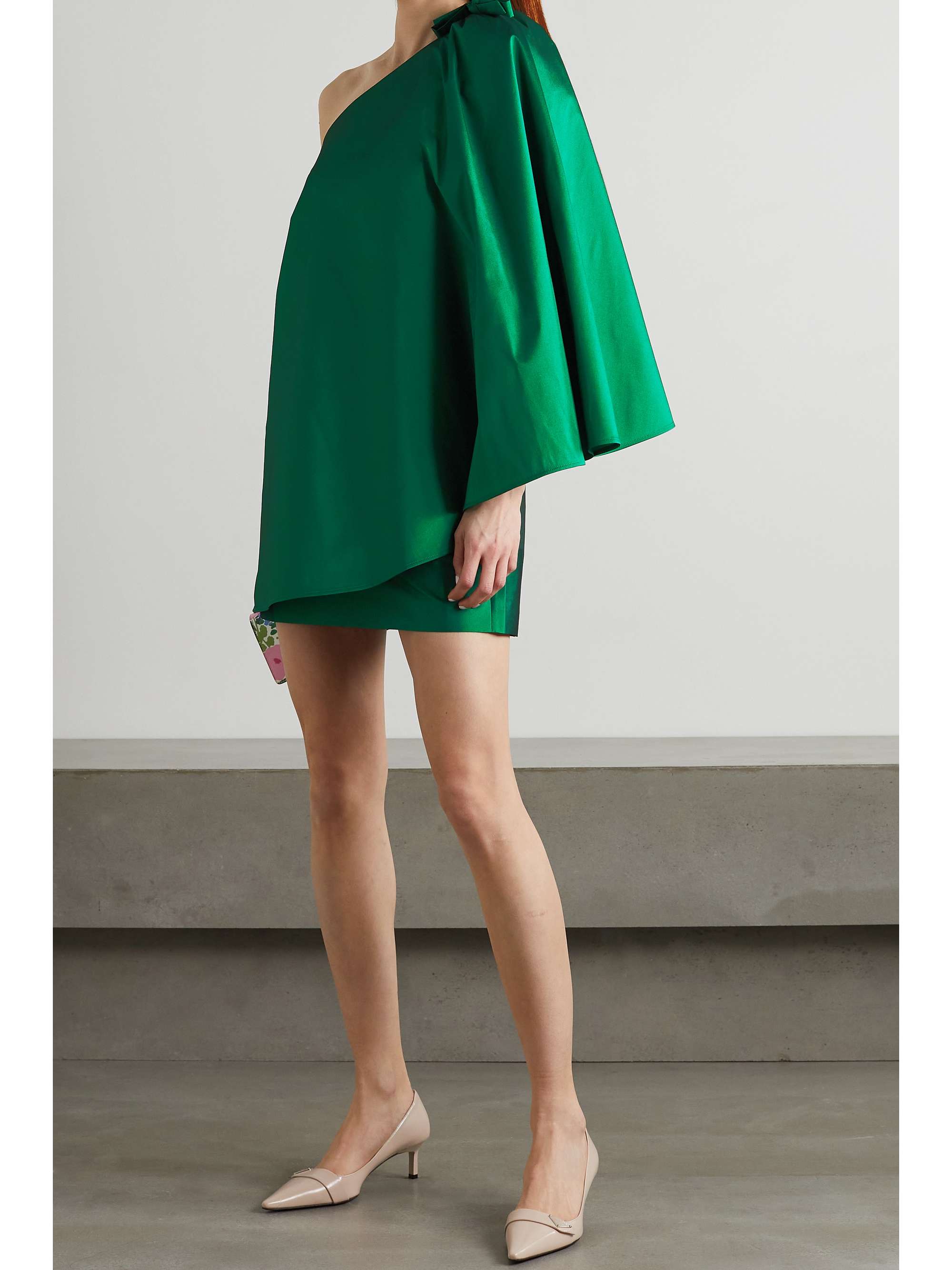 green cape dress