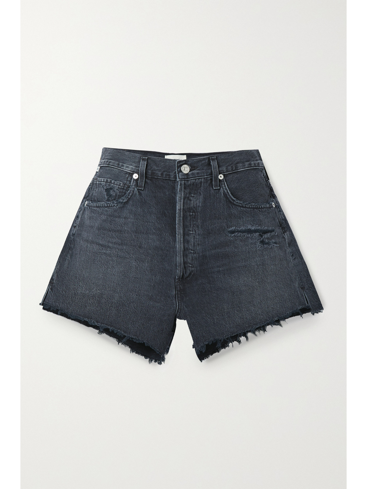 Citizen Of Humanity + Net Sustain Marlow Distressed Organic Denim Shorts In Black