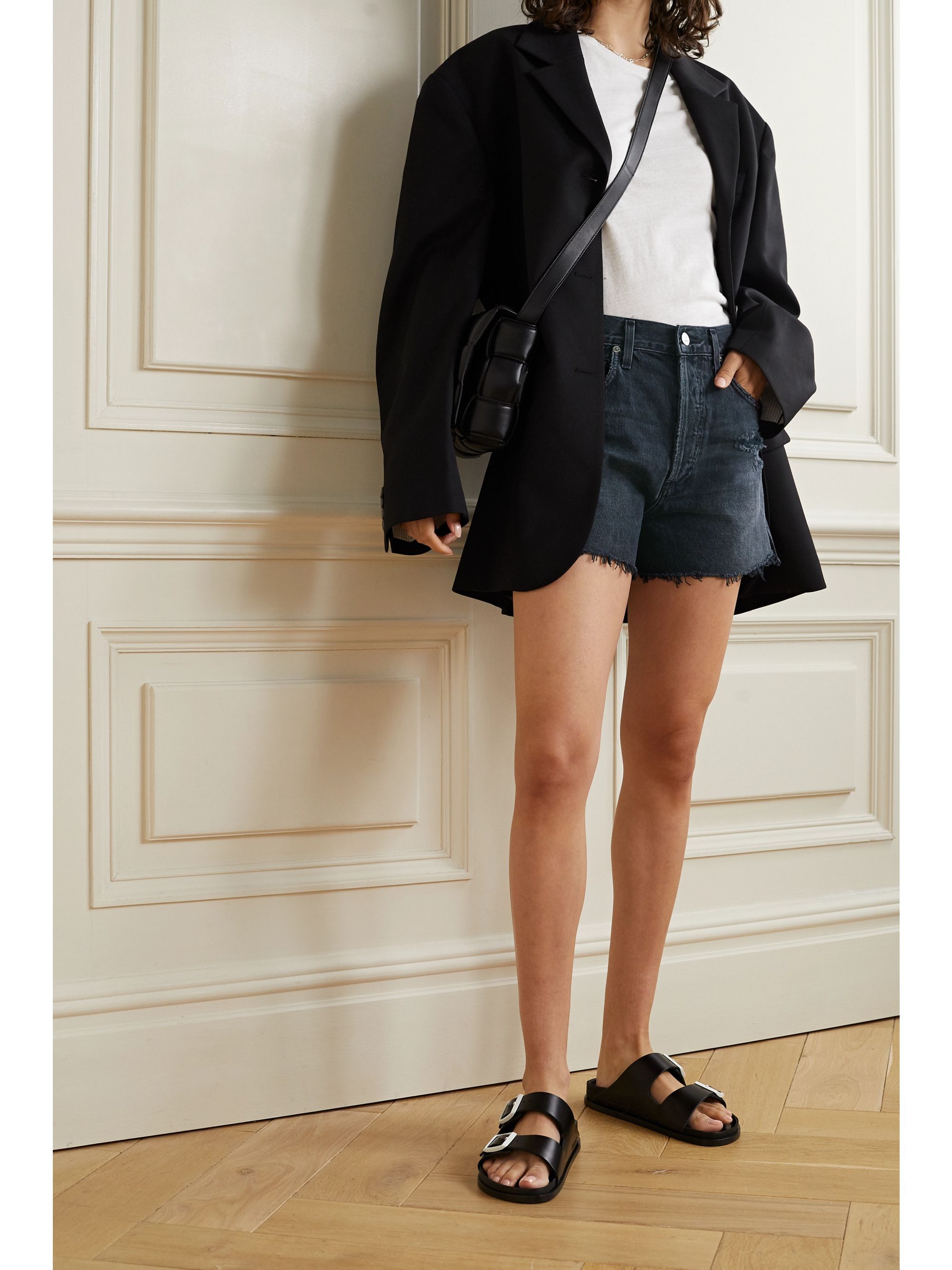 Black Marlow distressed organic denim shorts | CITIZENS OF HUMANITY | NET-A-PORTER