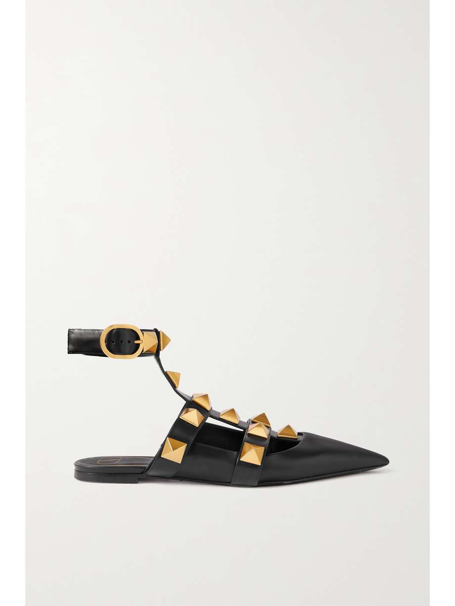 net-a-porter.com | Valentino Garavani Roman Stud leather point-toe flats