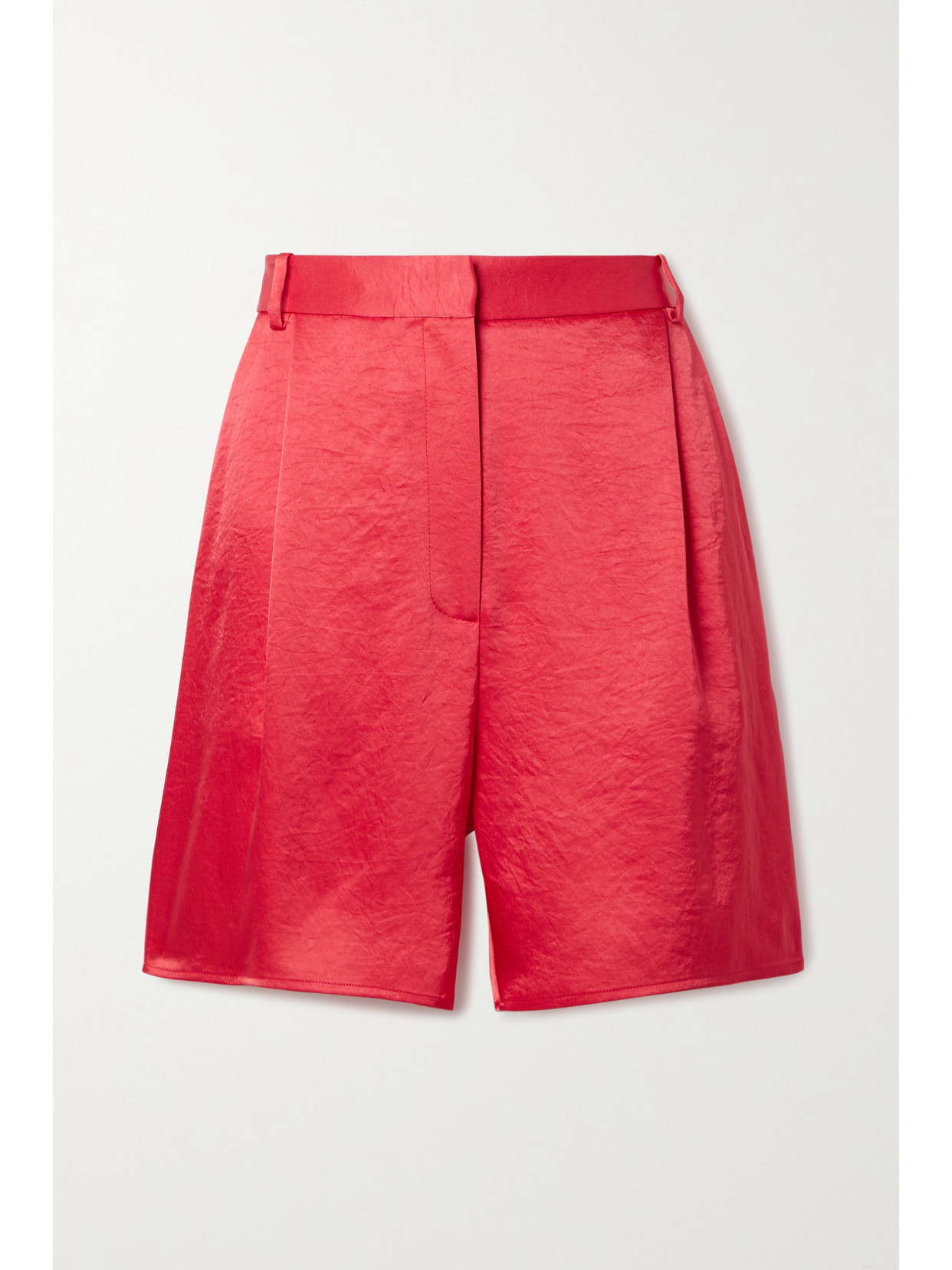 LAPOINTE PLEATED CRINKLED-SATIN SHORTS