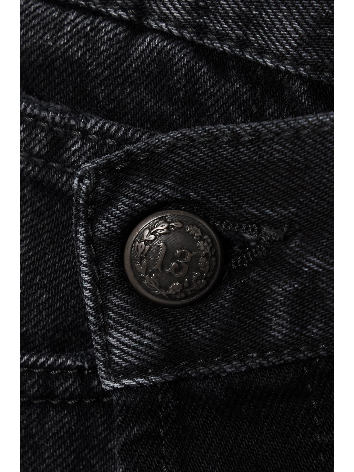 R13 Crossover Asymmetric Distressed Denim Shorts In Black