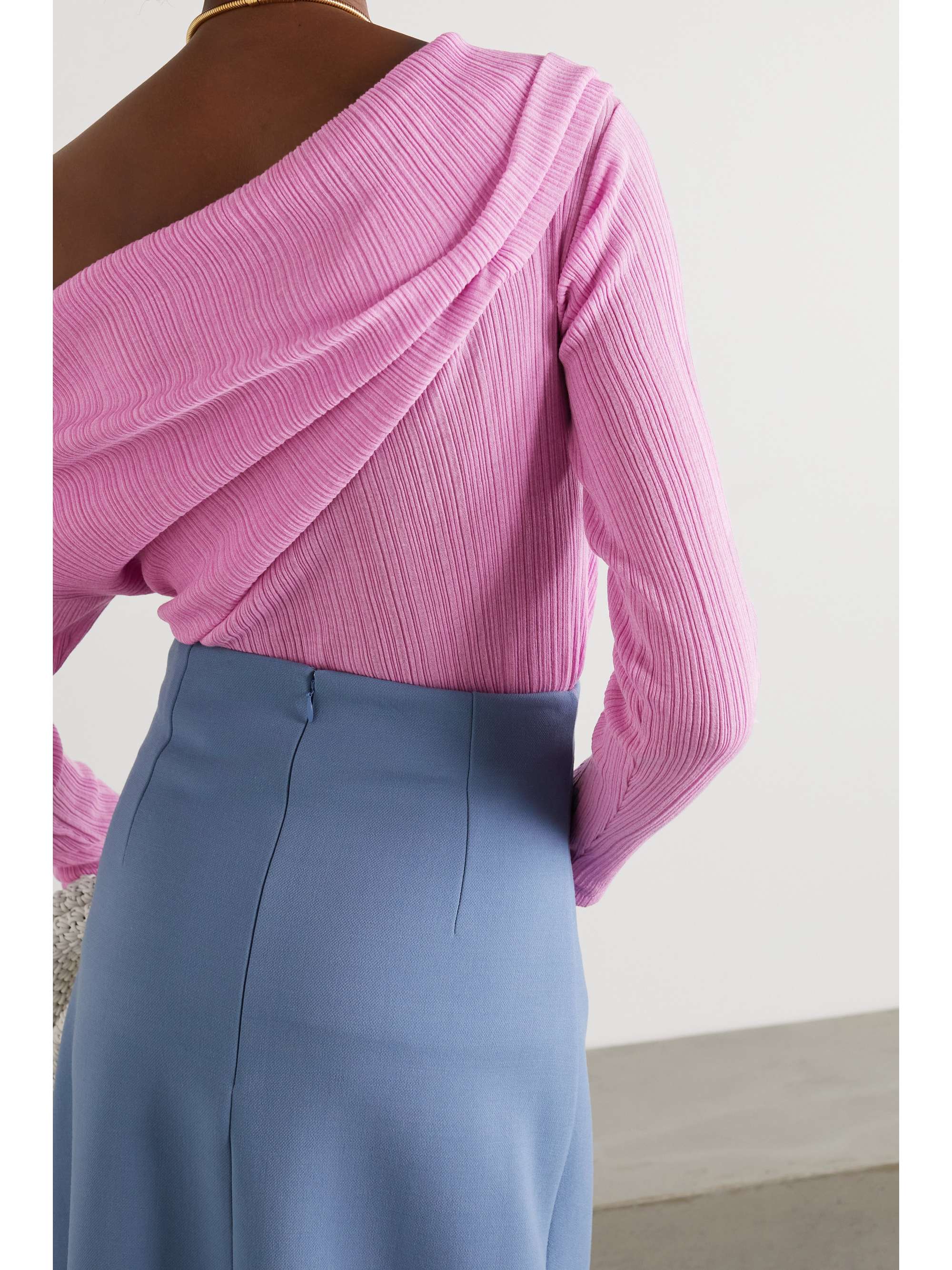 NINA RICCI Draped plissé cotton-blend top