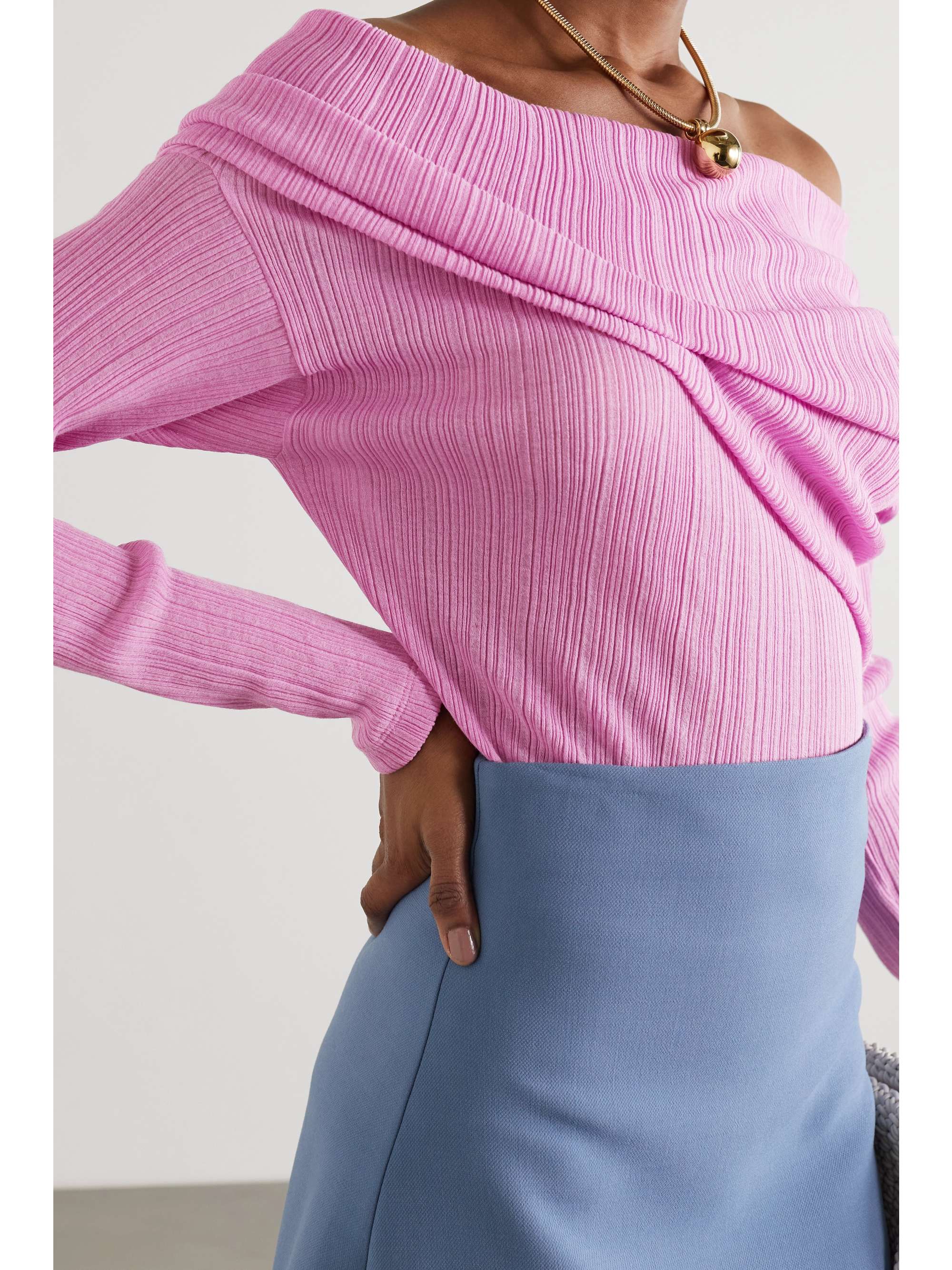 NINA RICCI Draped plissé cotton-blend top