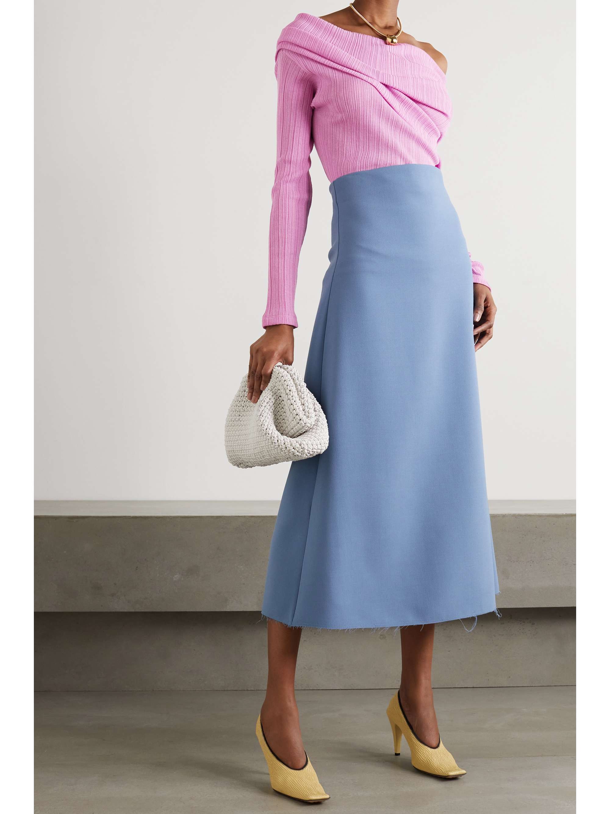 NINA RICCI Draped plissé cotton-blend top