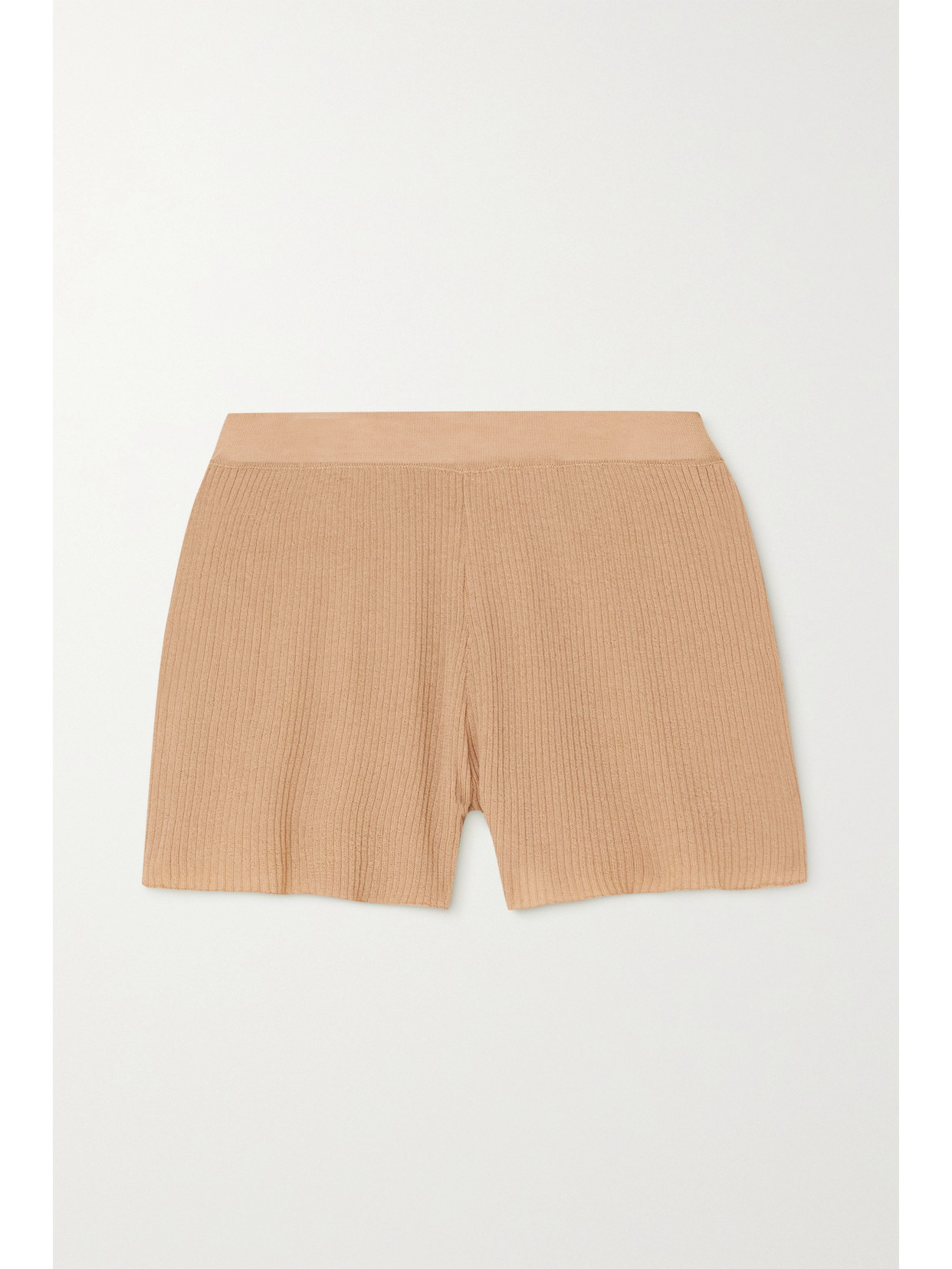 Sablyn Gia Ribbed Cashmere Shorts In Burnt Sugar