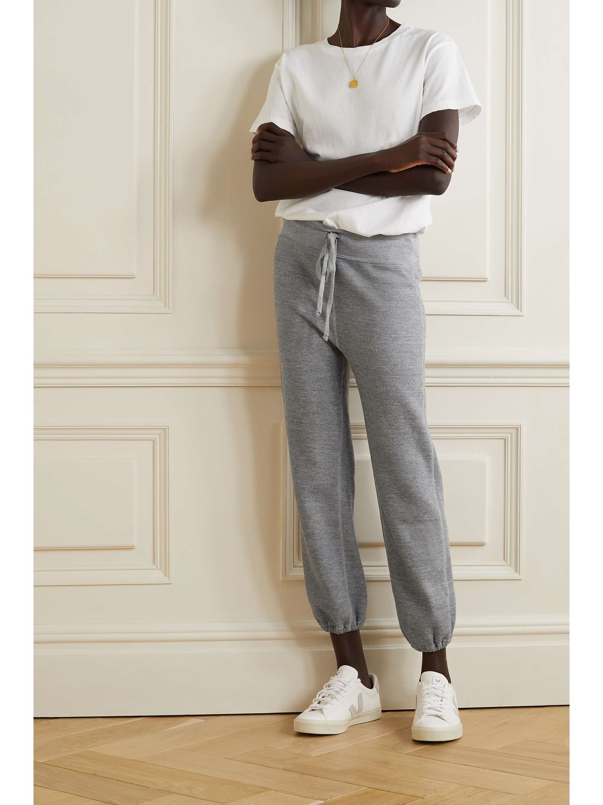 Gray LA cotton-blend jersey track pants 