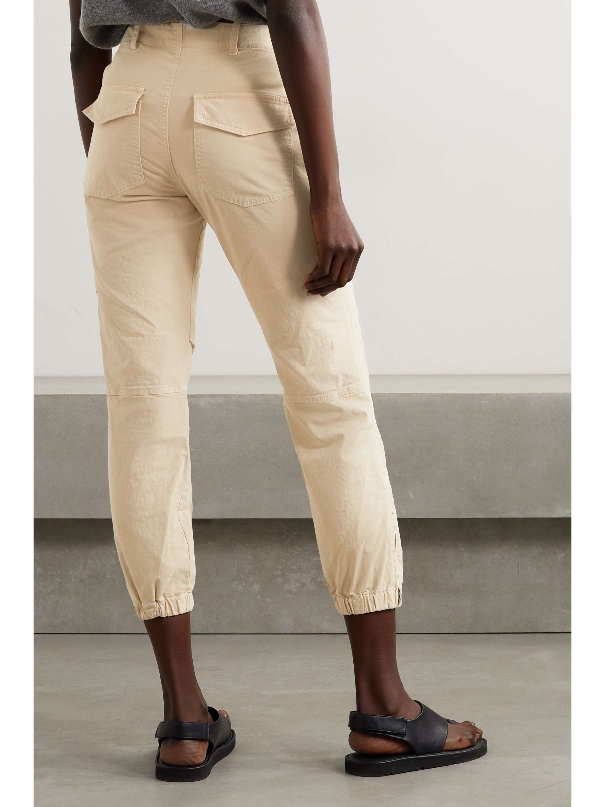 NILI LOTAN Cropped cotton-blend twill tapered pants
