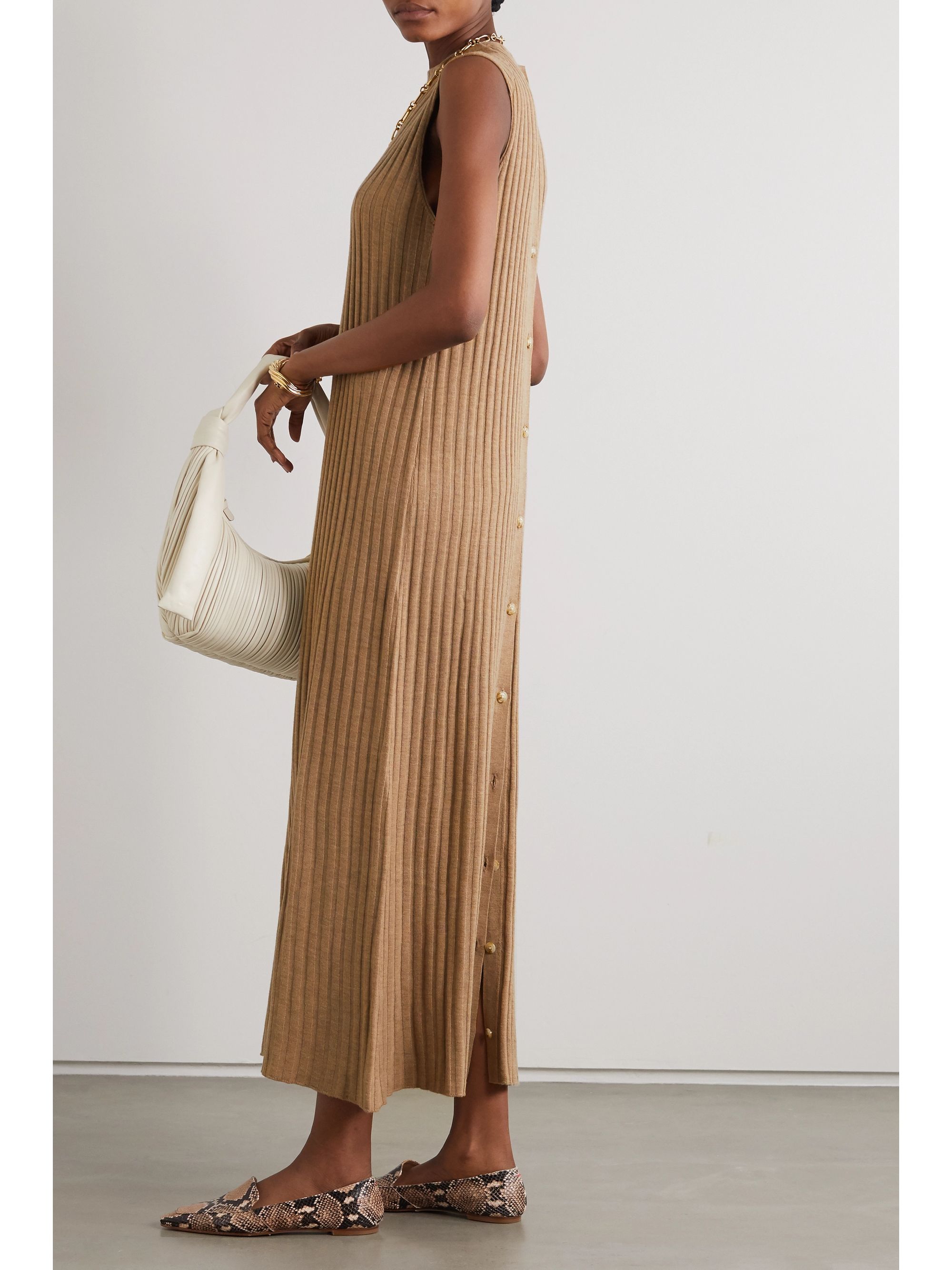Brown Andrott ribbed mélange wool and cashmere-blend maxi dress ...