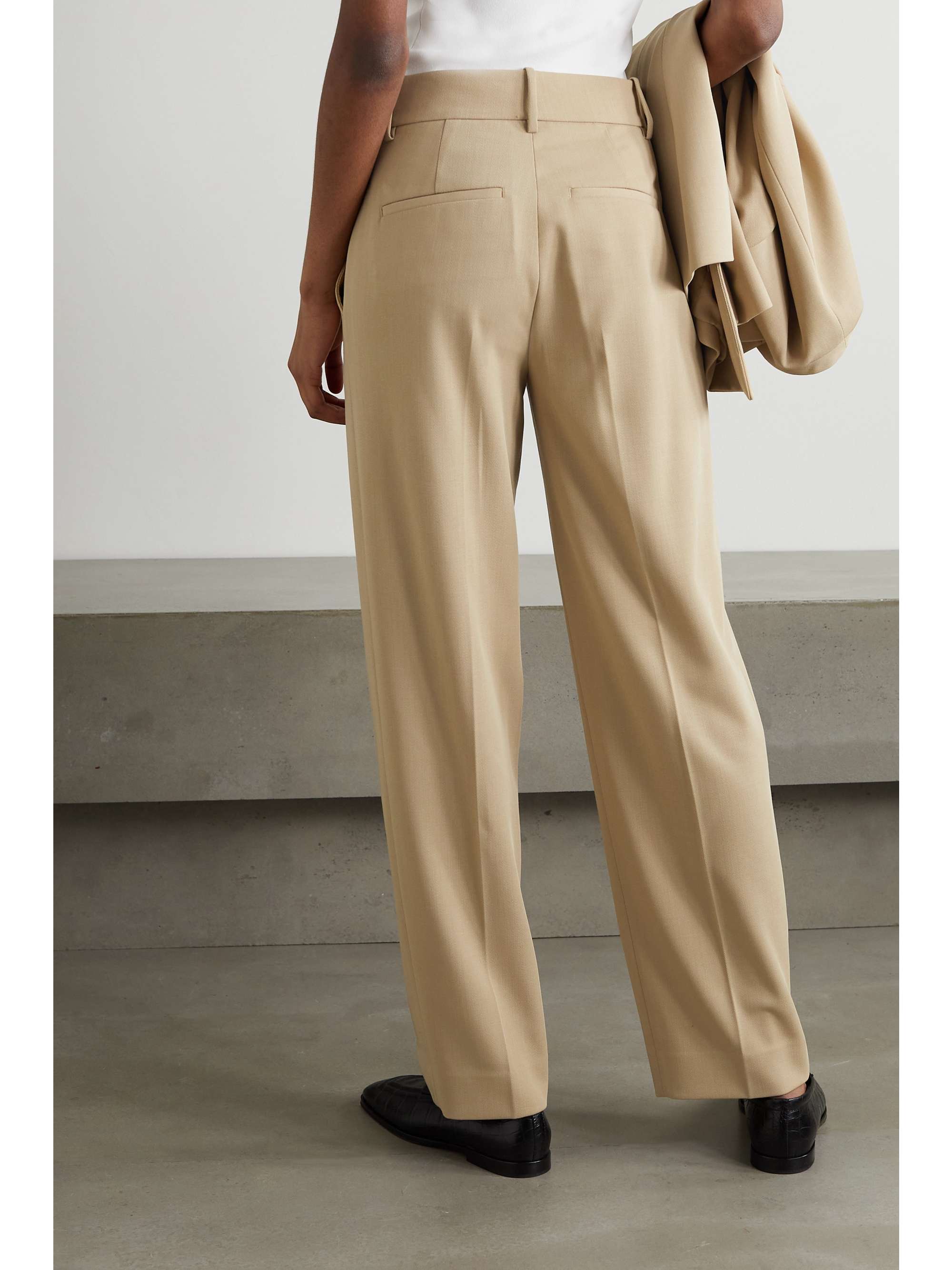 Sand Wool-blend twill straight-leg 