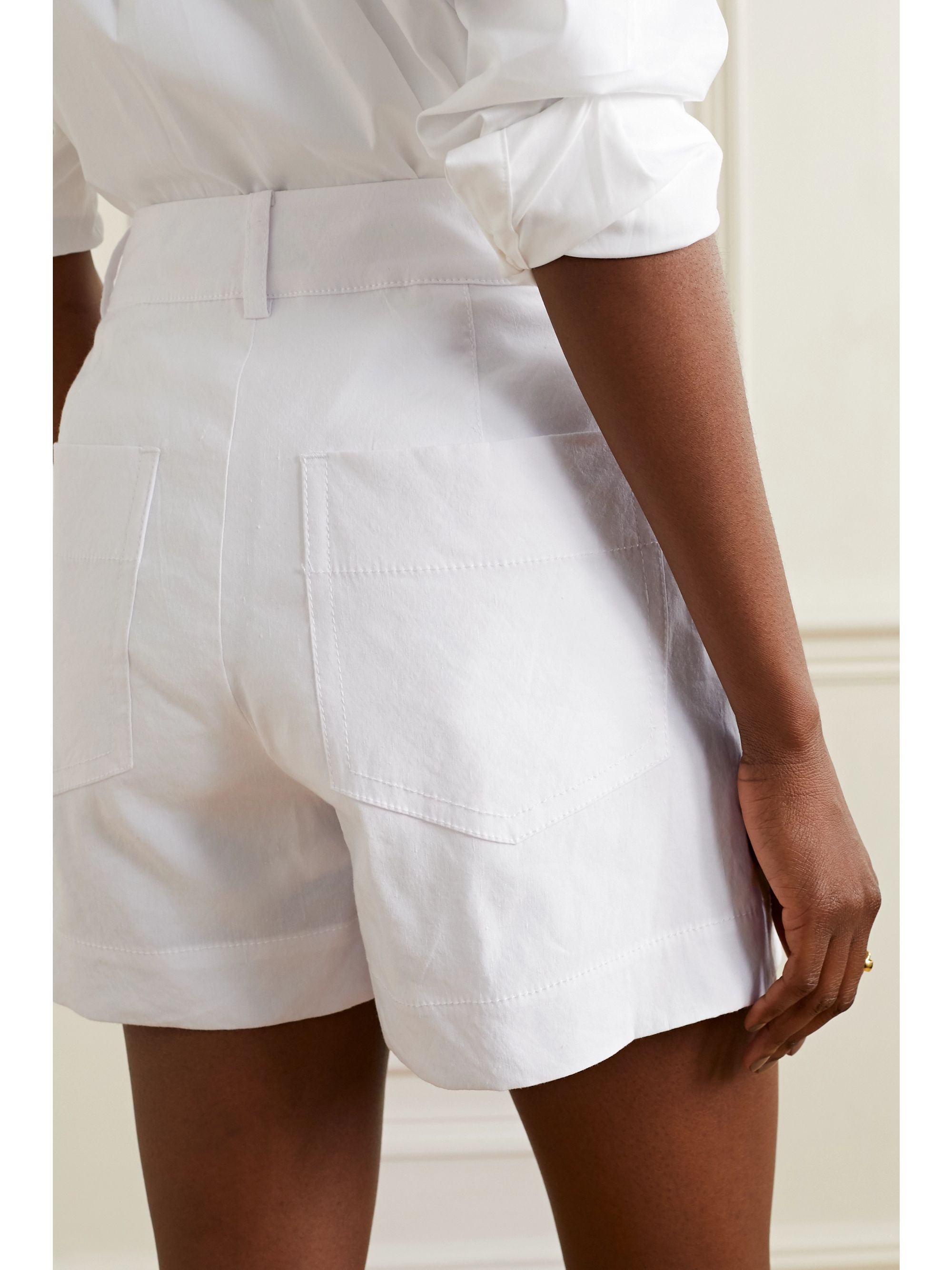 White linen blend shorts Clearance