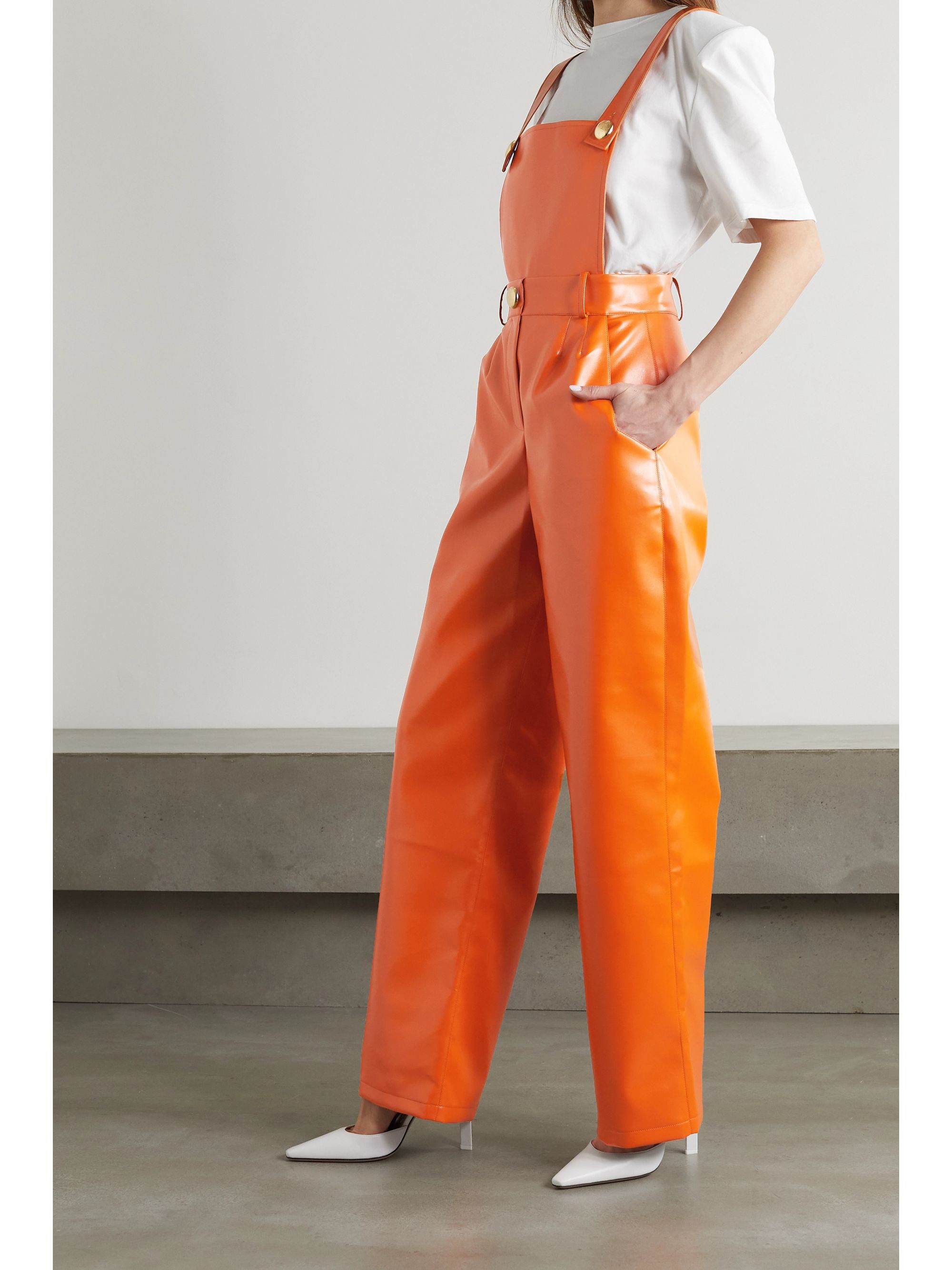 Orange faux leather jumpsuit Outlet