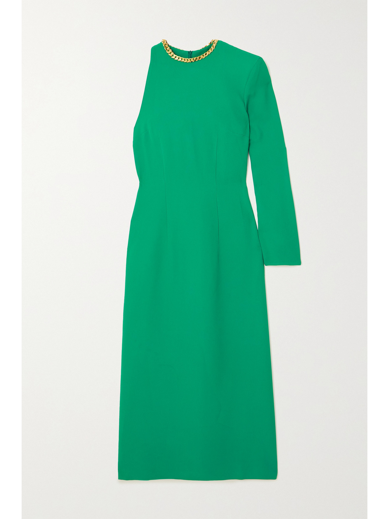 Rowen Rose One-sleeve Chain-embellished Crepe Midi Dress - Green