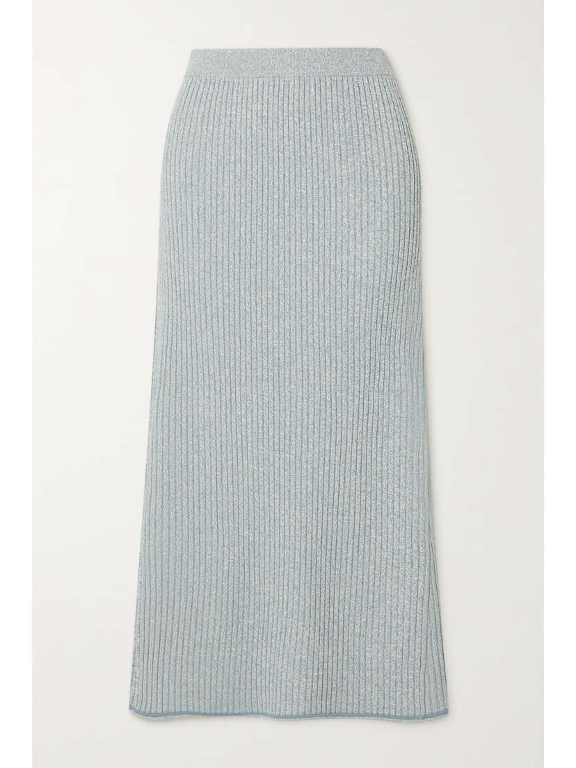 Theory Mouline Ribbed-knit Midi Skirt
