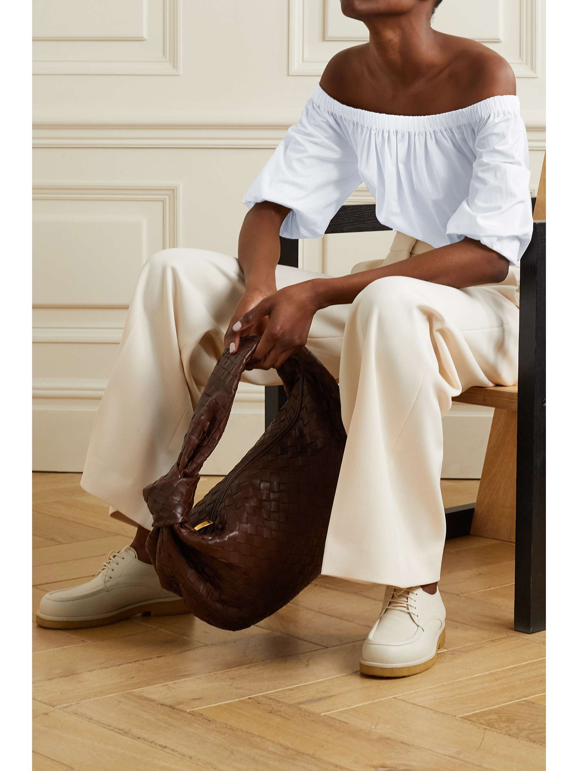 shoulder cotton-poplin blouse | THEORY 