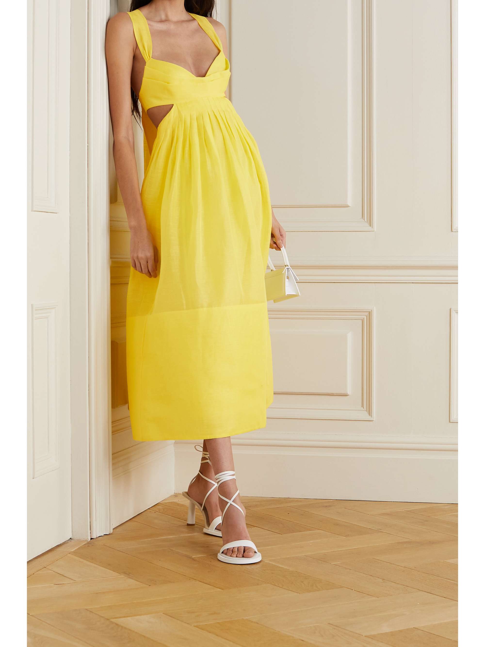 yellow midi dress