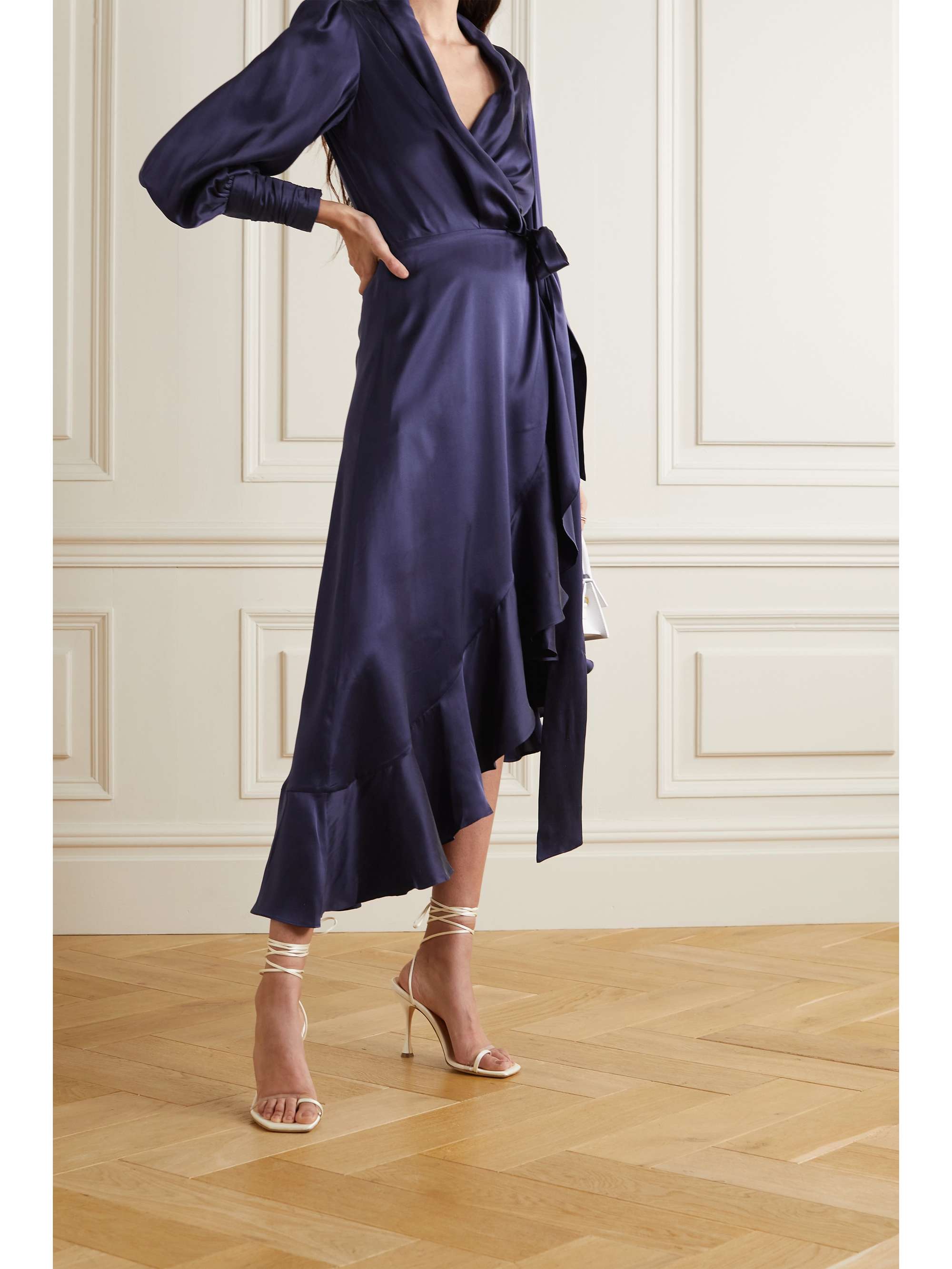 satin wrap midi
