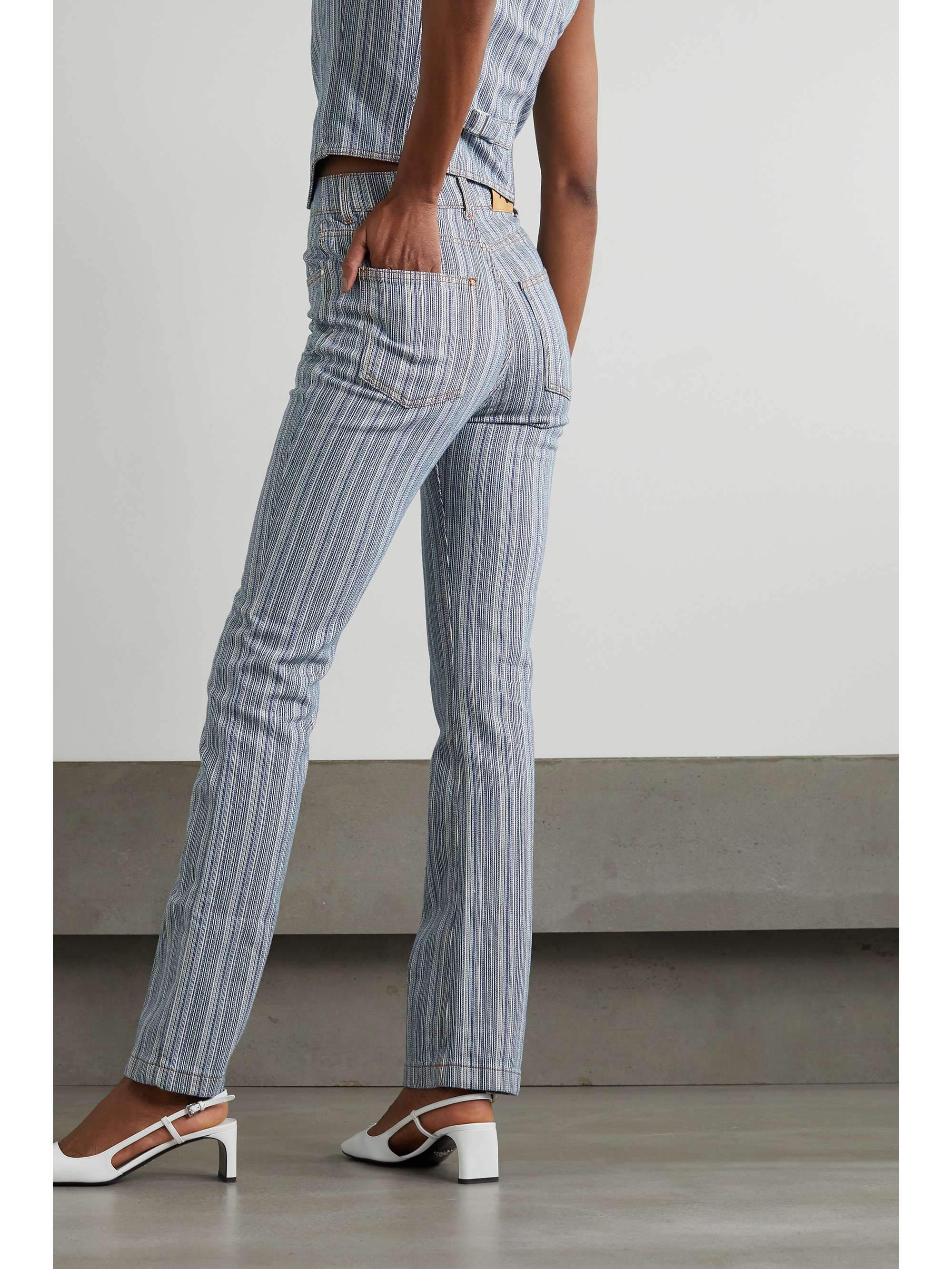 ALEXACHUNG Grady pinstriped flared jeans