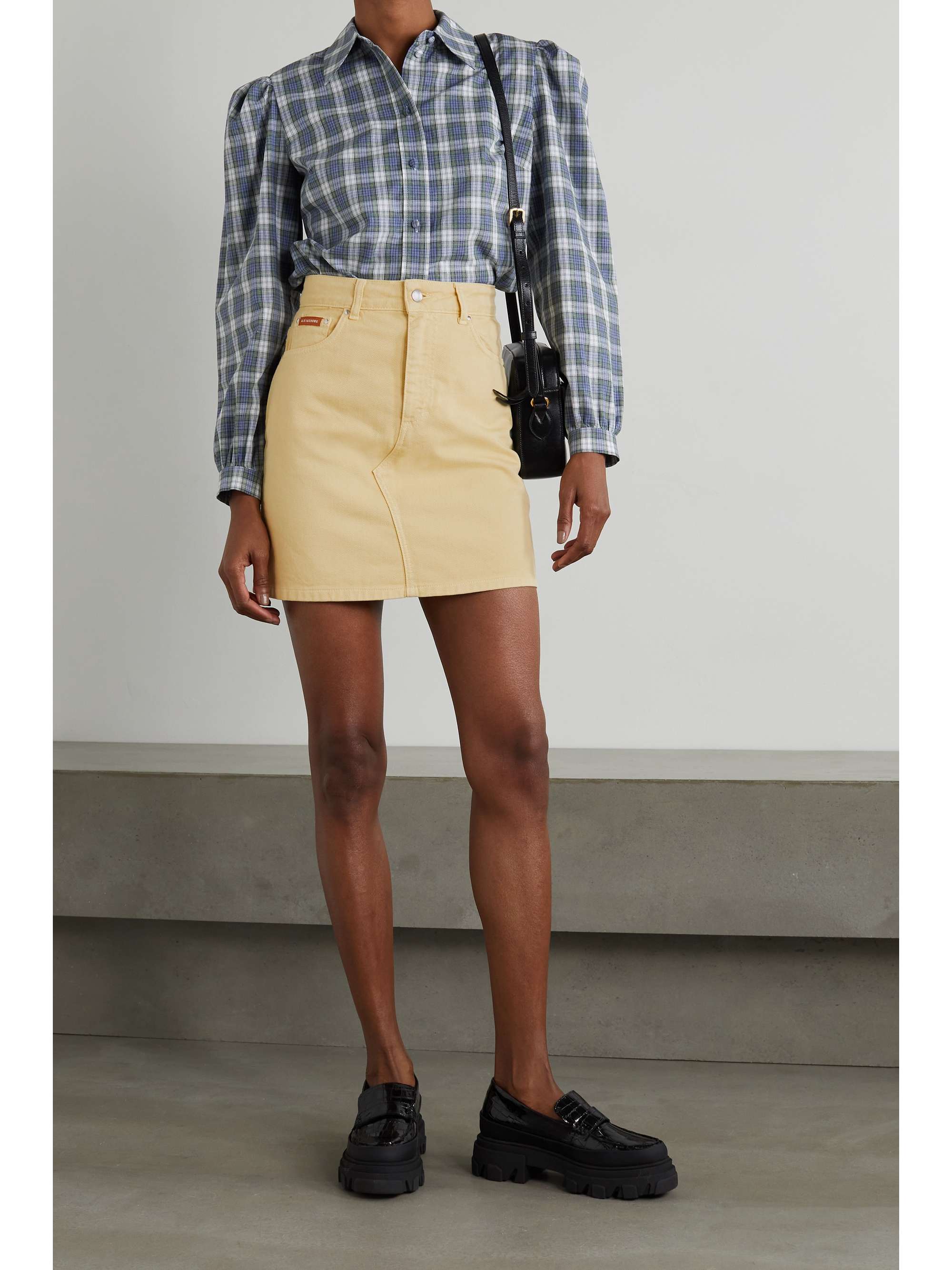 gingham mini skirt yellow