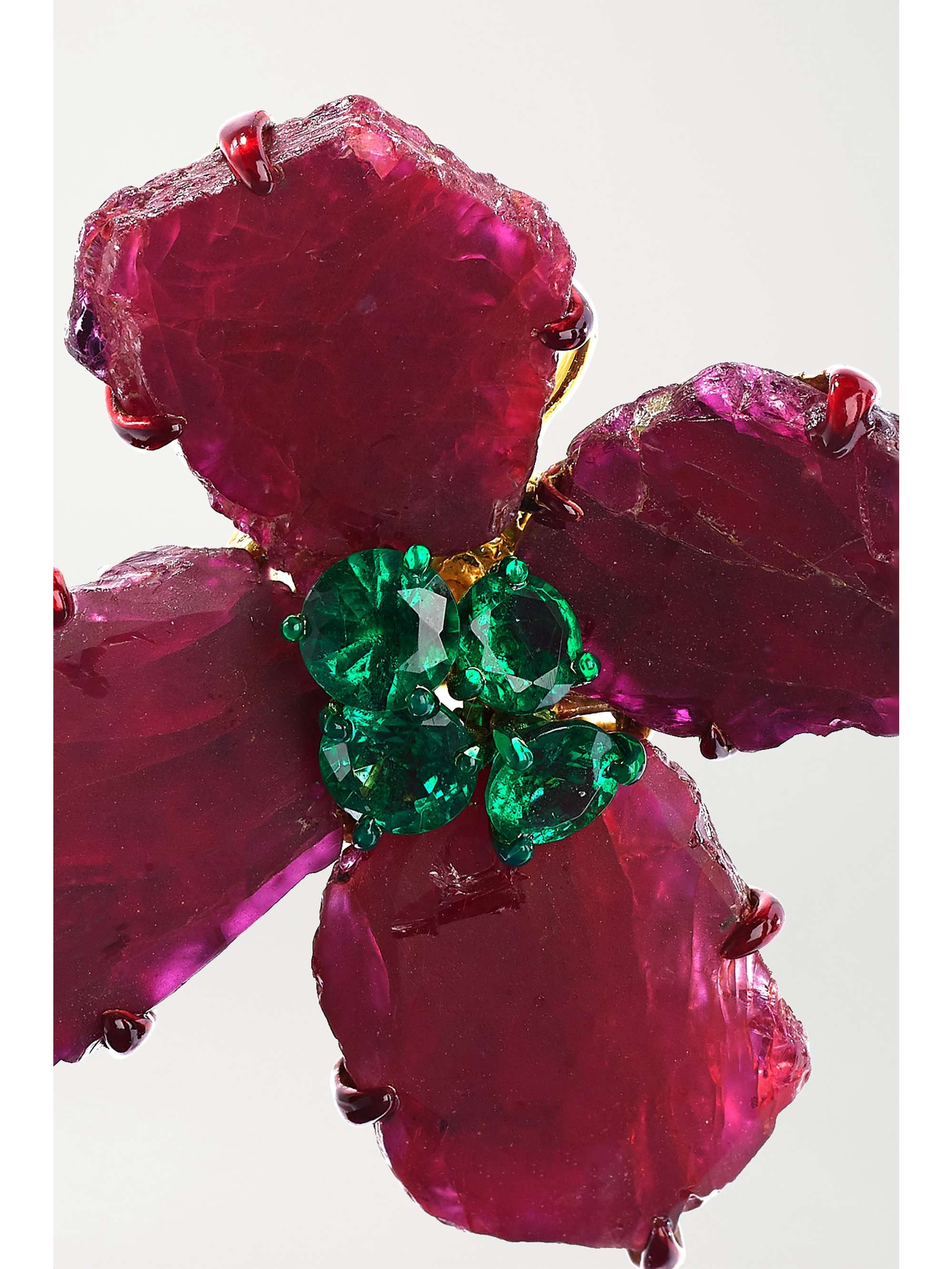 BINA GOENKA 18-karat gold, ruby and emerald earrings