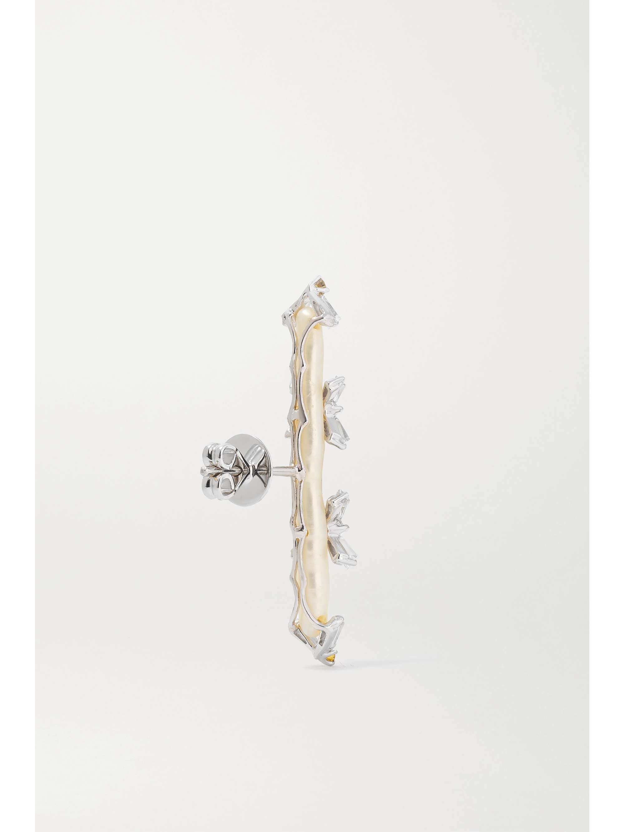 BINA GOENKA 18-karat white gold, pearl and diamond earrings