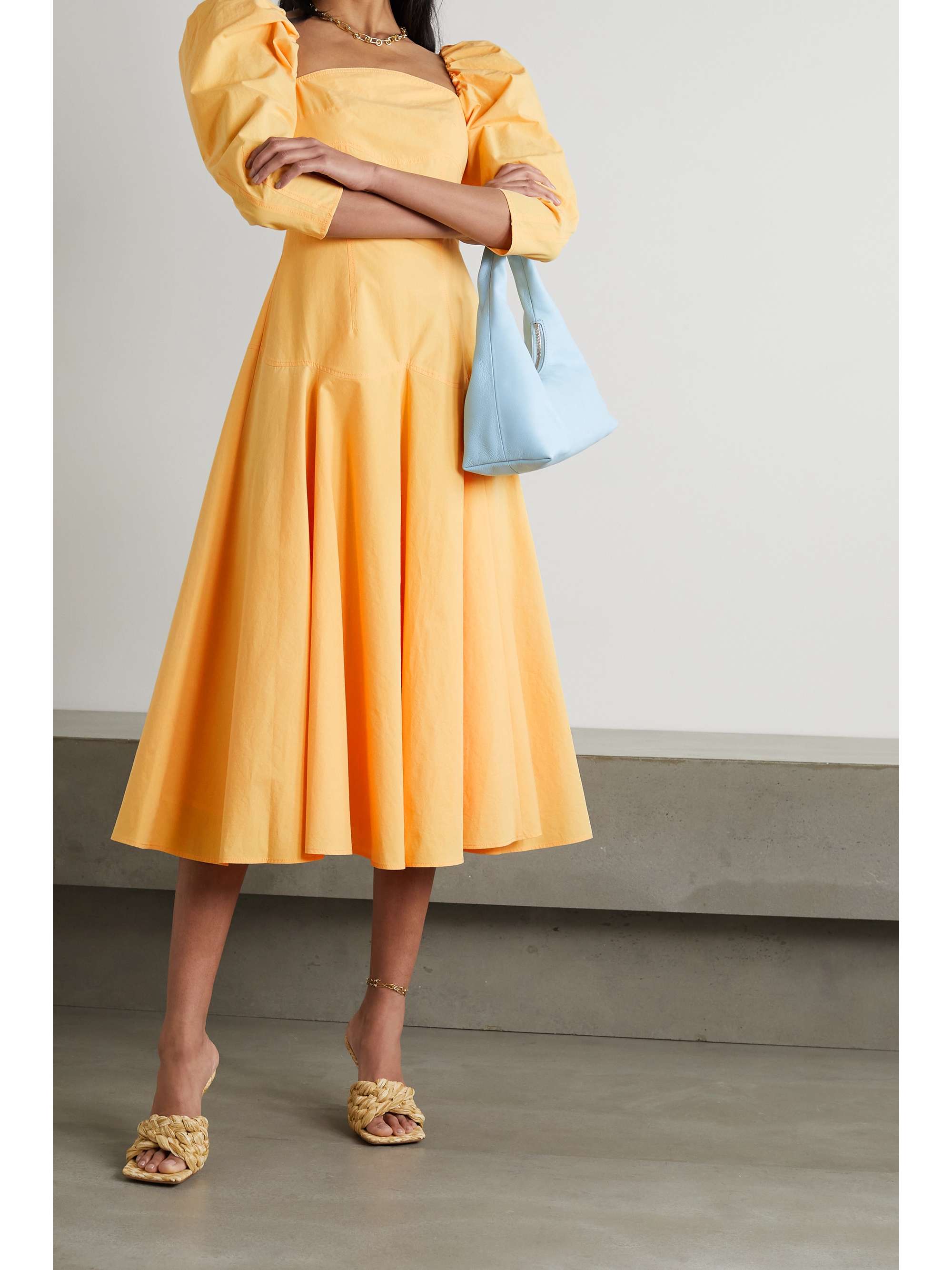 REJINA PYO + NET SUSTAIN Celeste organic cotton-poplin midi dress