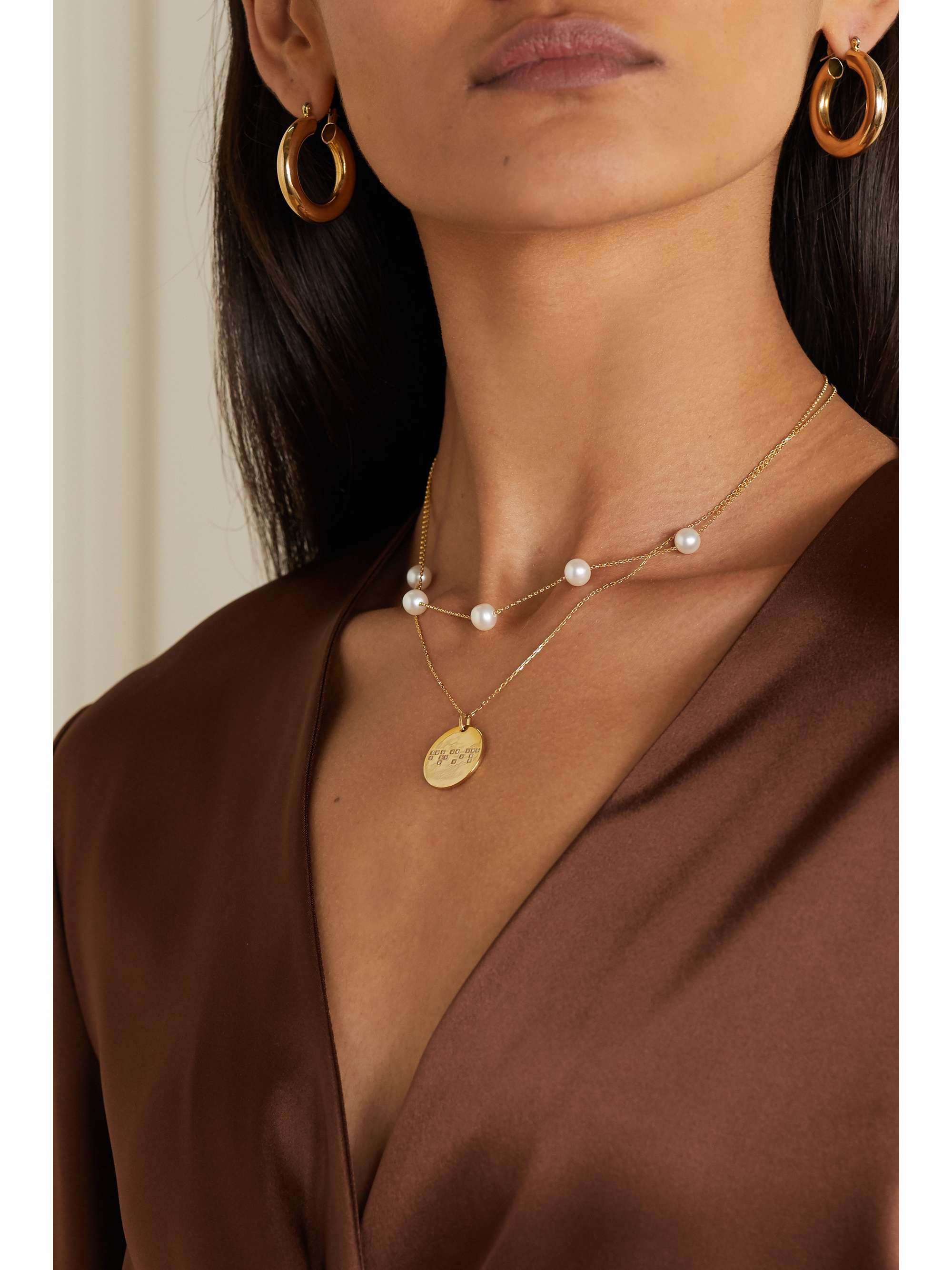 ANISSA KERMICHE Frost in May 14-karat gold pearl necklace NET-A