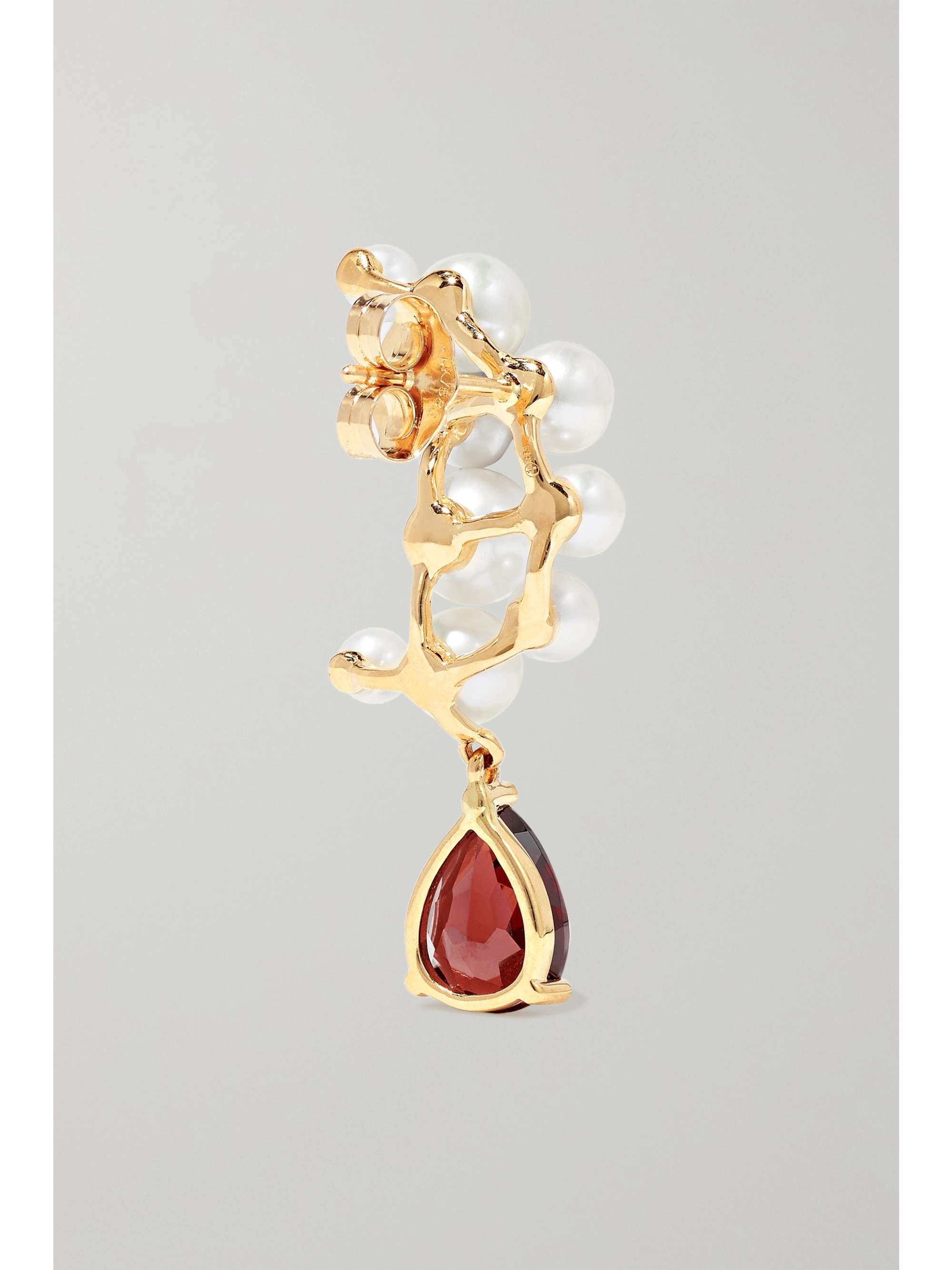 ANISSA KERMICHE Boucles d'oreilles en or 14 carats (585/1000), grenats et perles