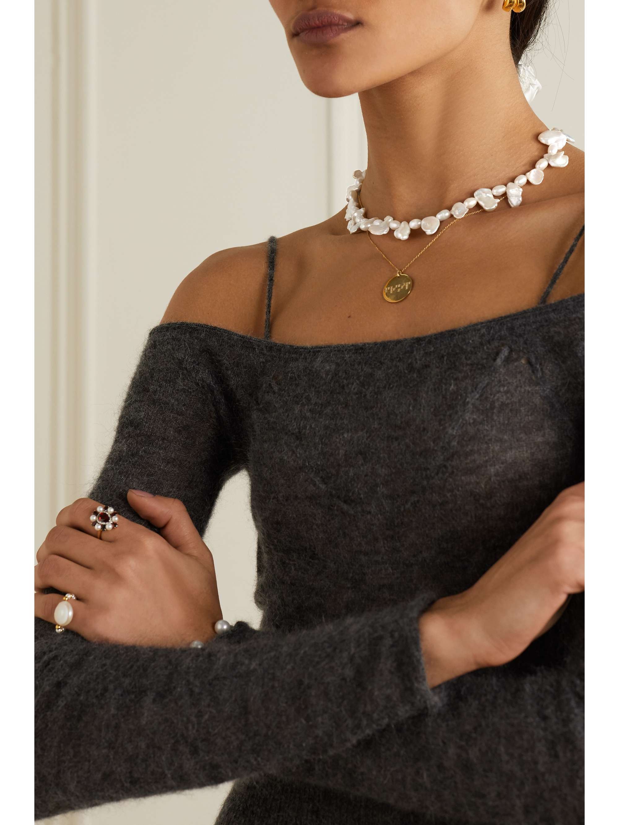 Gold Gold-plated pearl necklace 