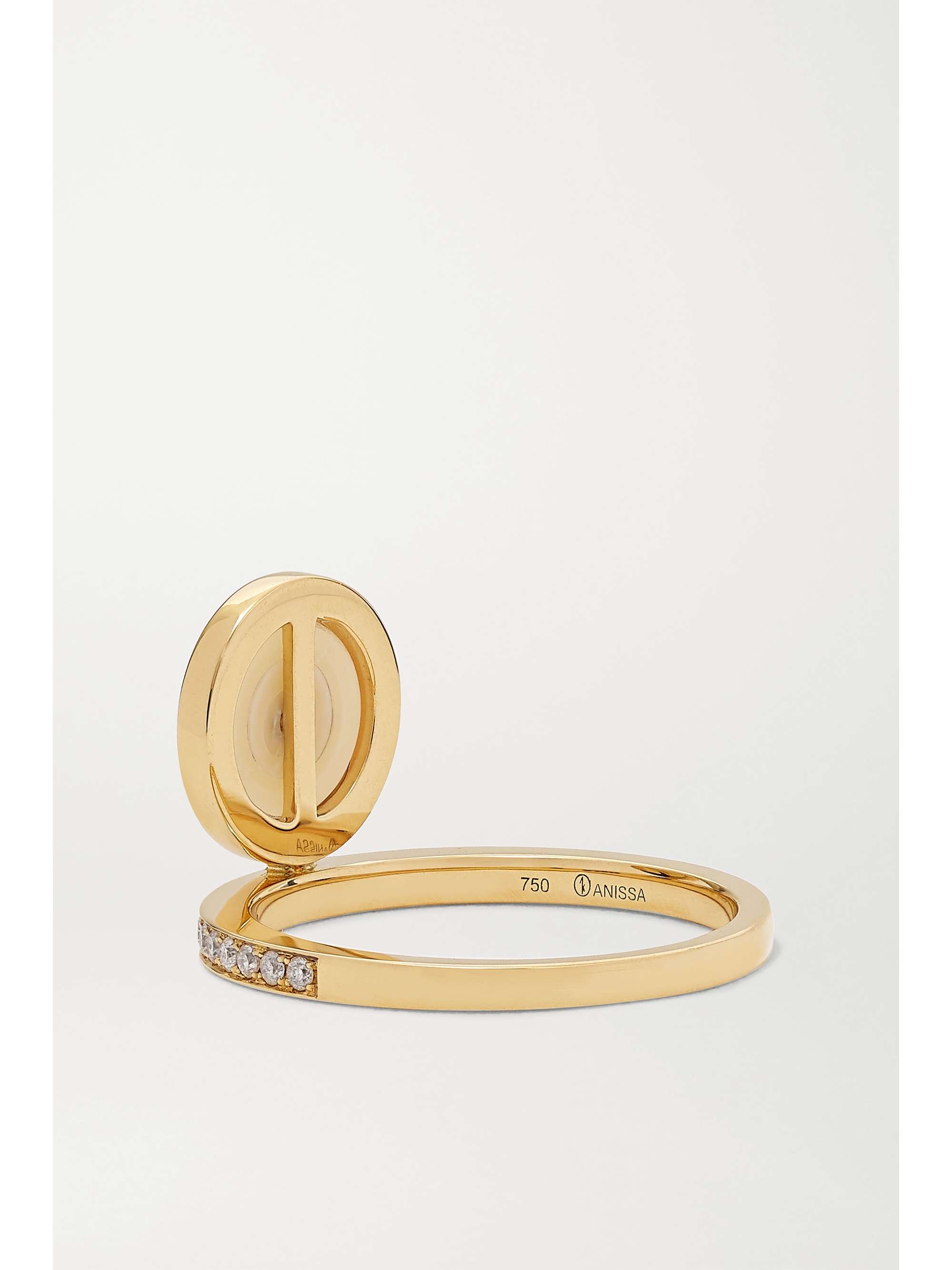 ANISSA KERMICHE Solitaire 18-karat gold, diamond and pearl ring