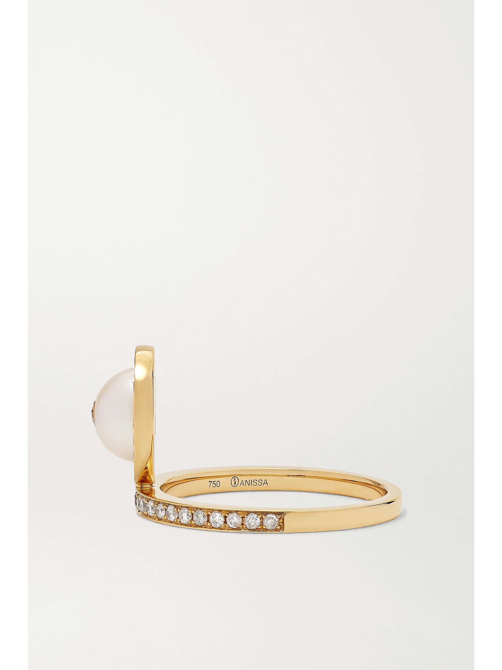 ANISSA KERMICHE Solitaire 18-karat gold, diamond and pearl ring