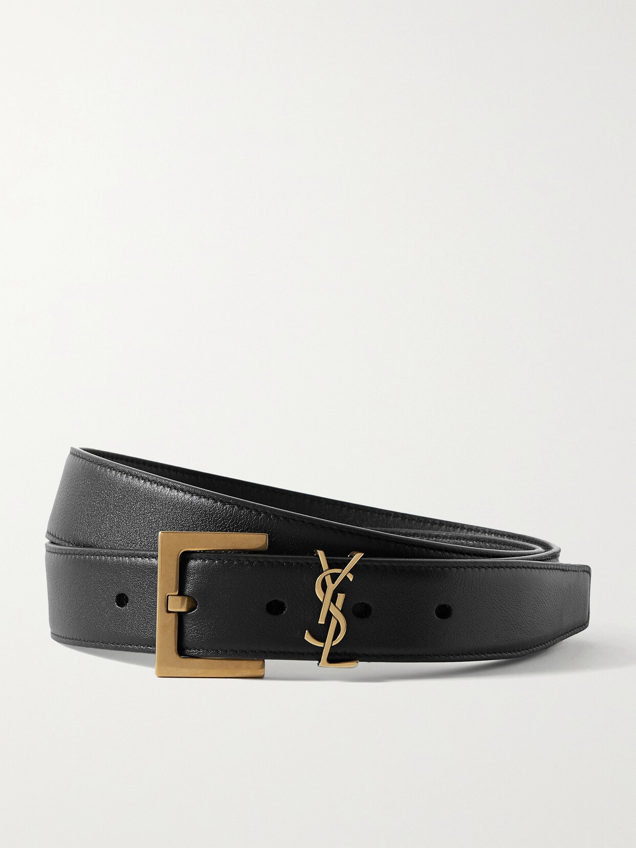 Saint Laurent Embellished Leather Belt In Black