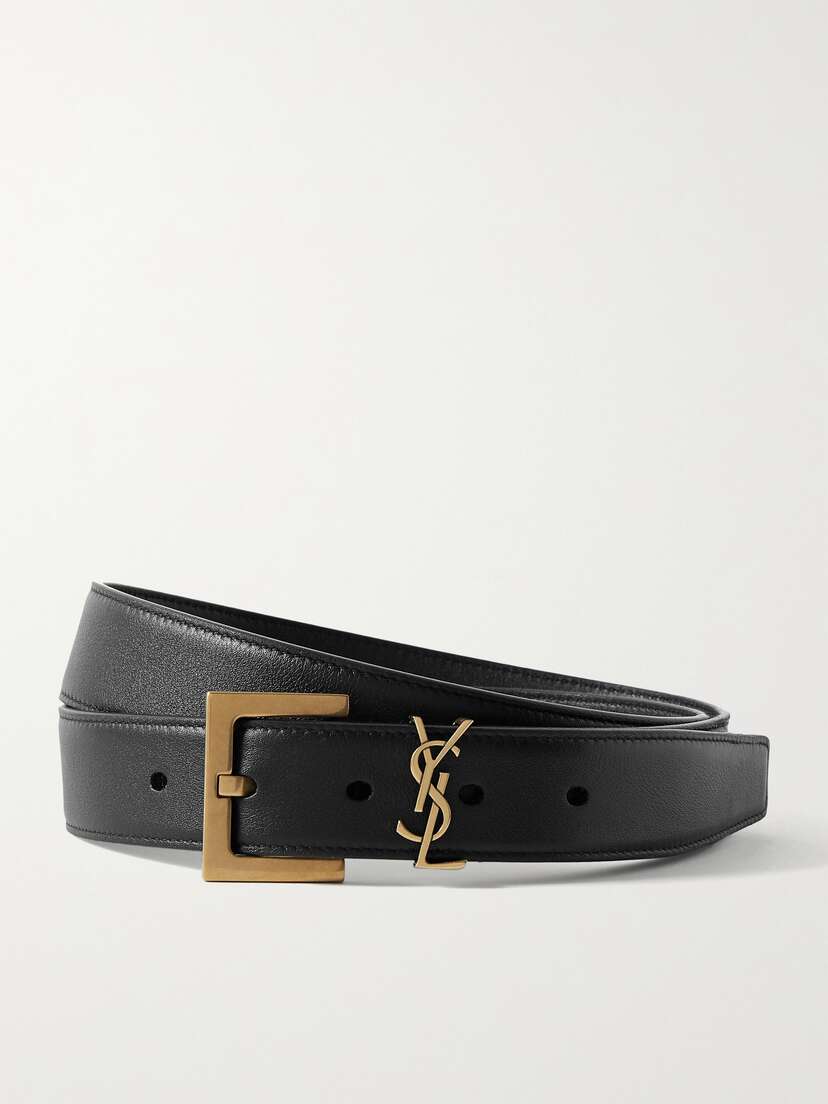 Saint Laurent Cassandre Embellished Leather Belt