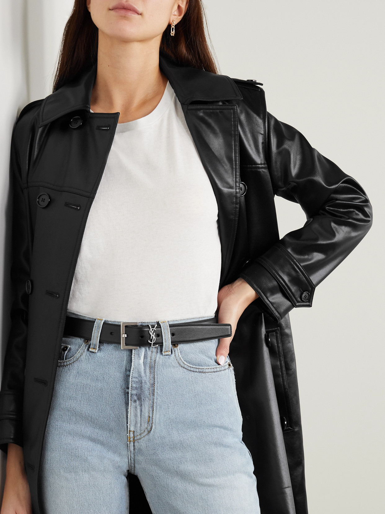 Saint Laurent Monogramme Leather Belt In Black