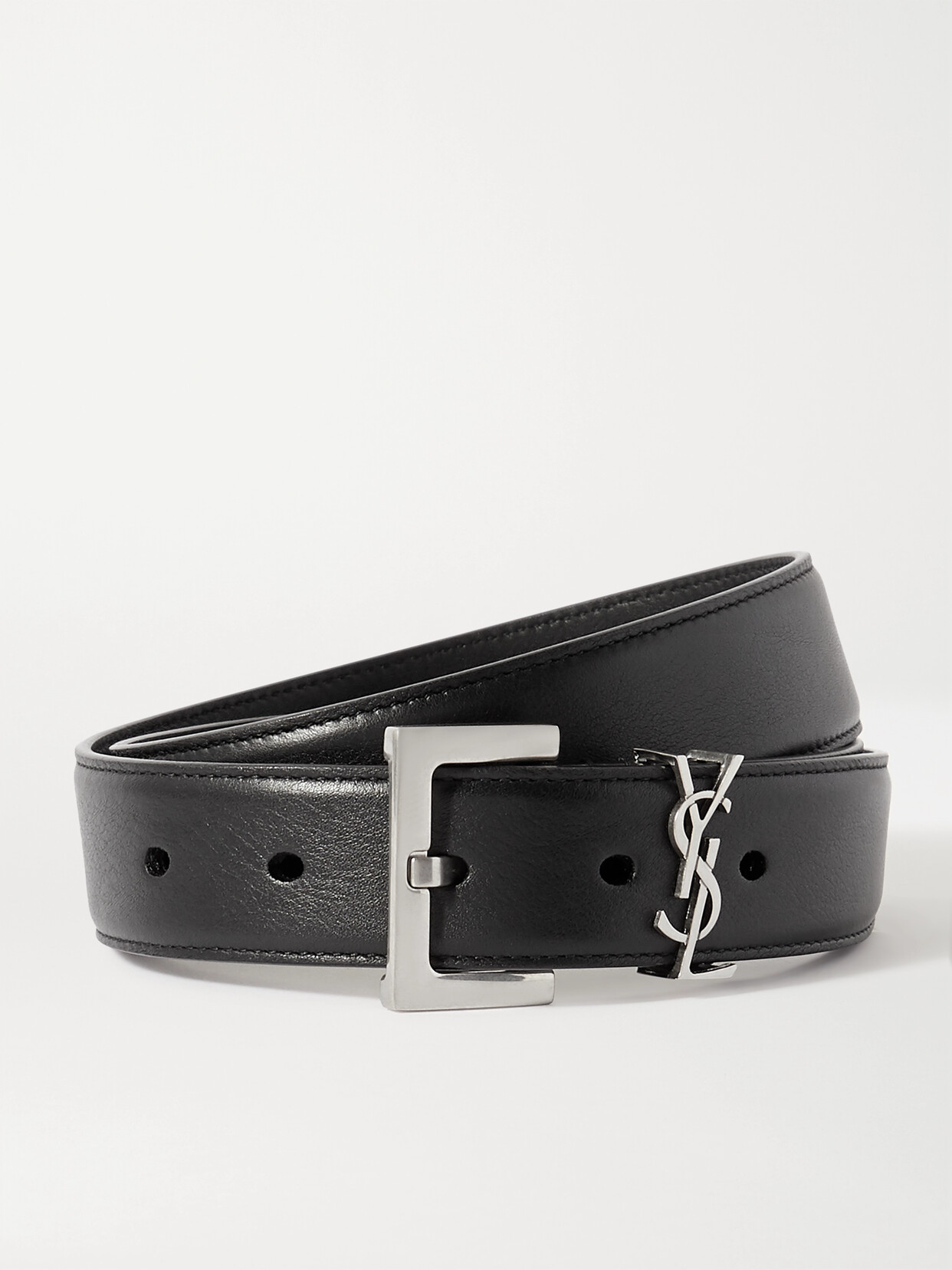 Saint Laurent Monogramme Leather Belt In Black