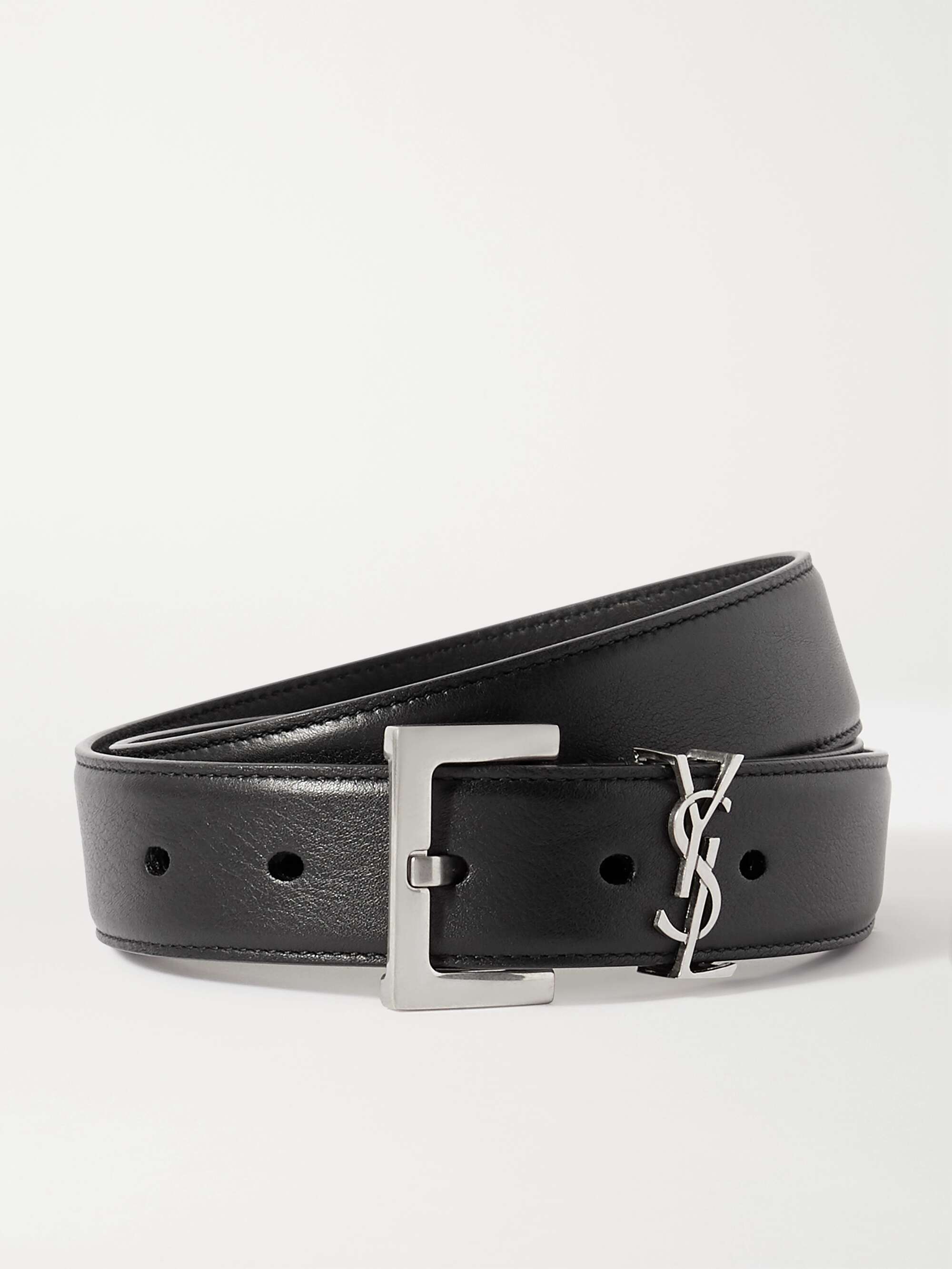 SAINT LAURENT Cassandre leather belt | NET-A-PORTER