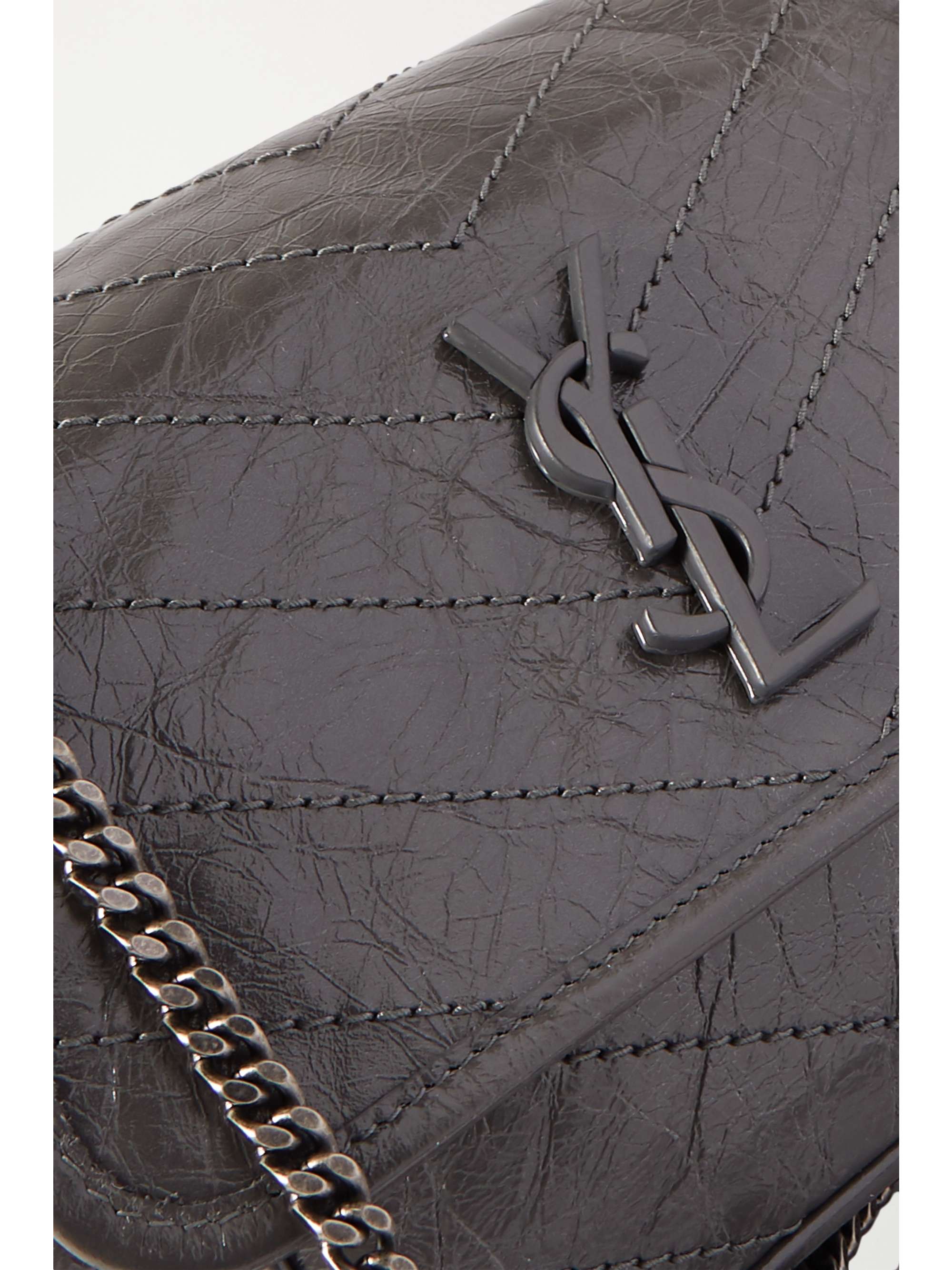 SAINT LAURENT Niki Baby mini quilted crinkled glossed-leather shoulder bag