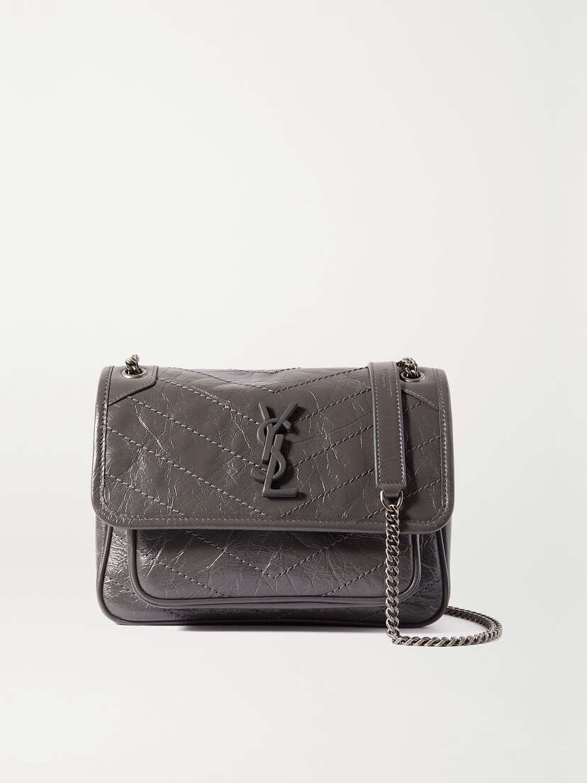 Saint Laurent Niki Baby Quilted Crinkled-leather Shoulder Bag