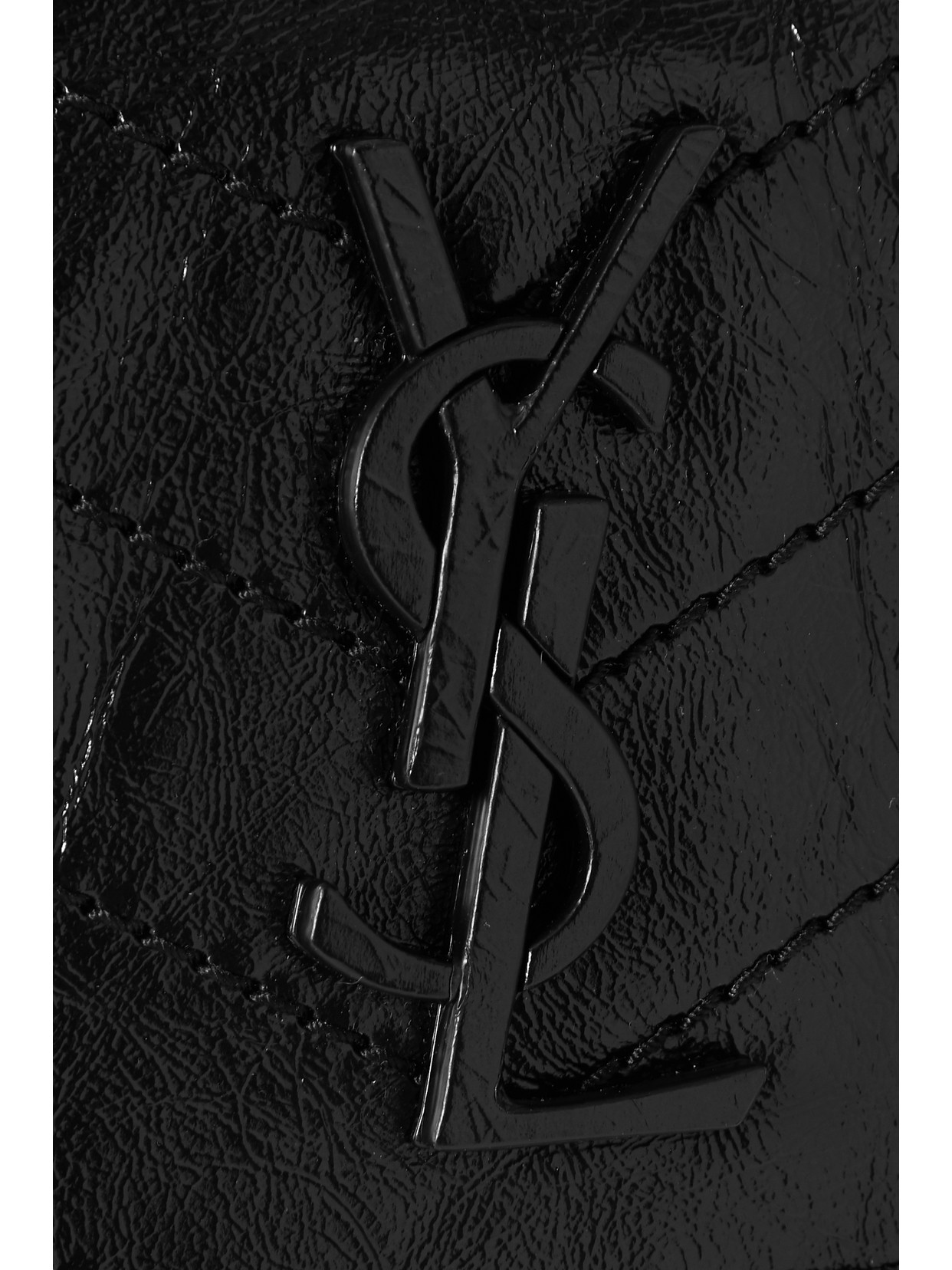 Saint Laurent Niki Medium Crinkled Glossed-leather Shoulder Bag In Black